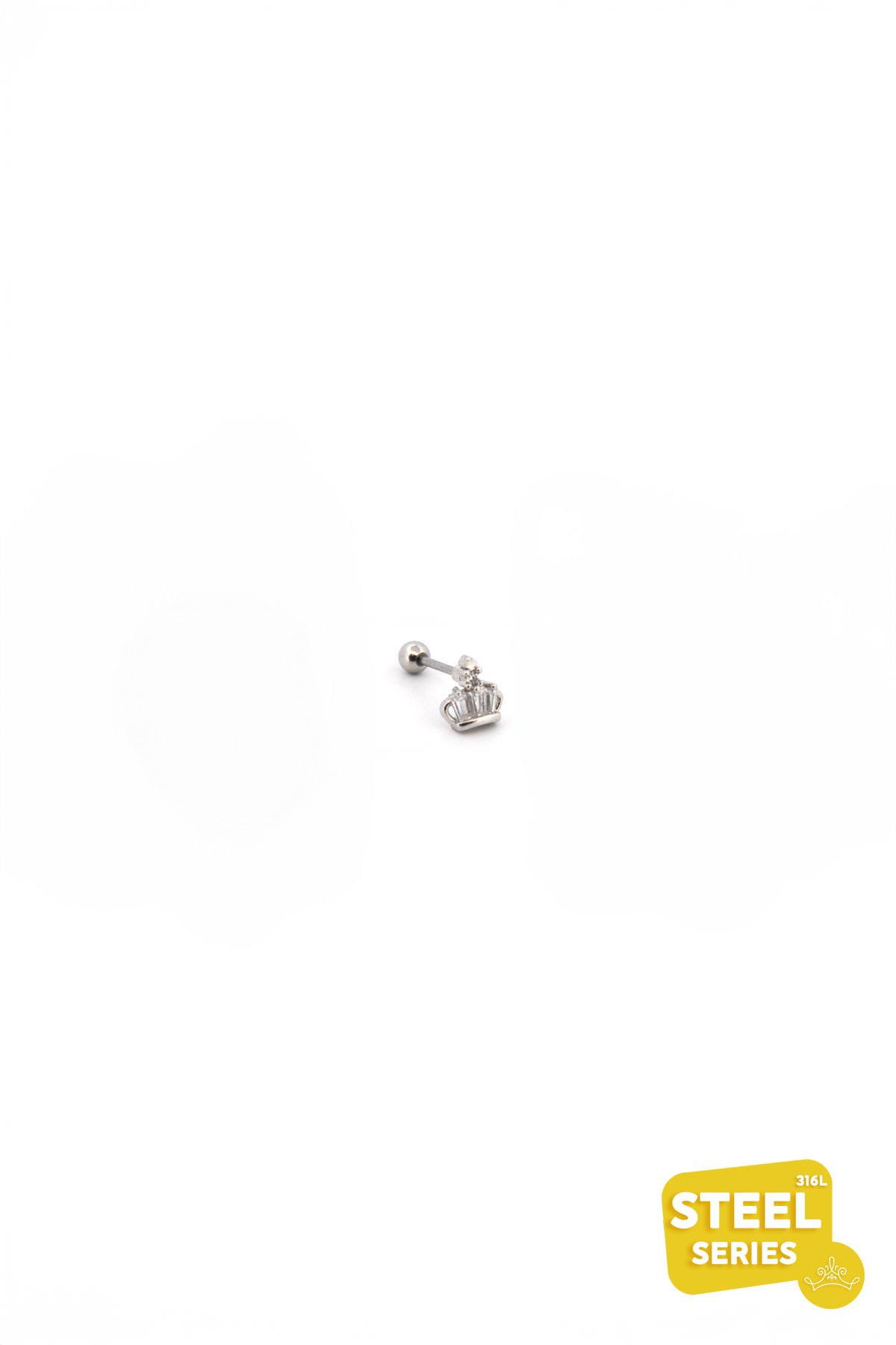 Silver Tasarım Minimal Baget Taşlı Tac 8mm Piercing APR2142