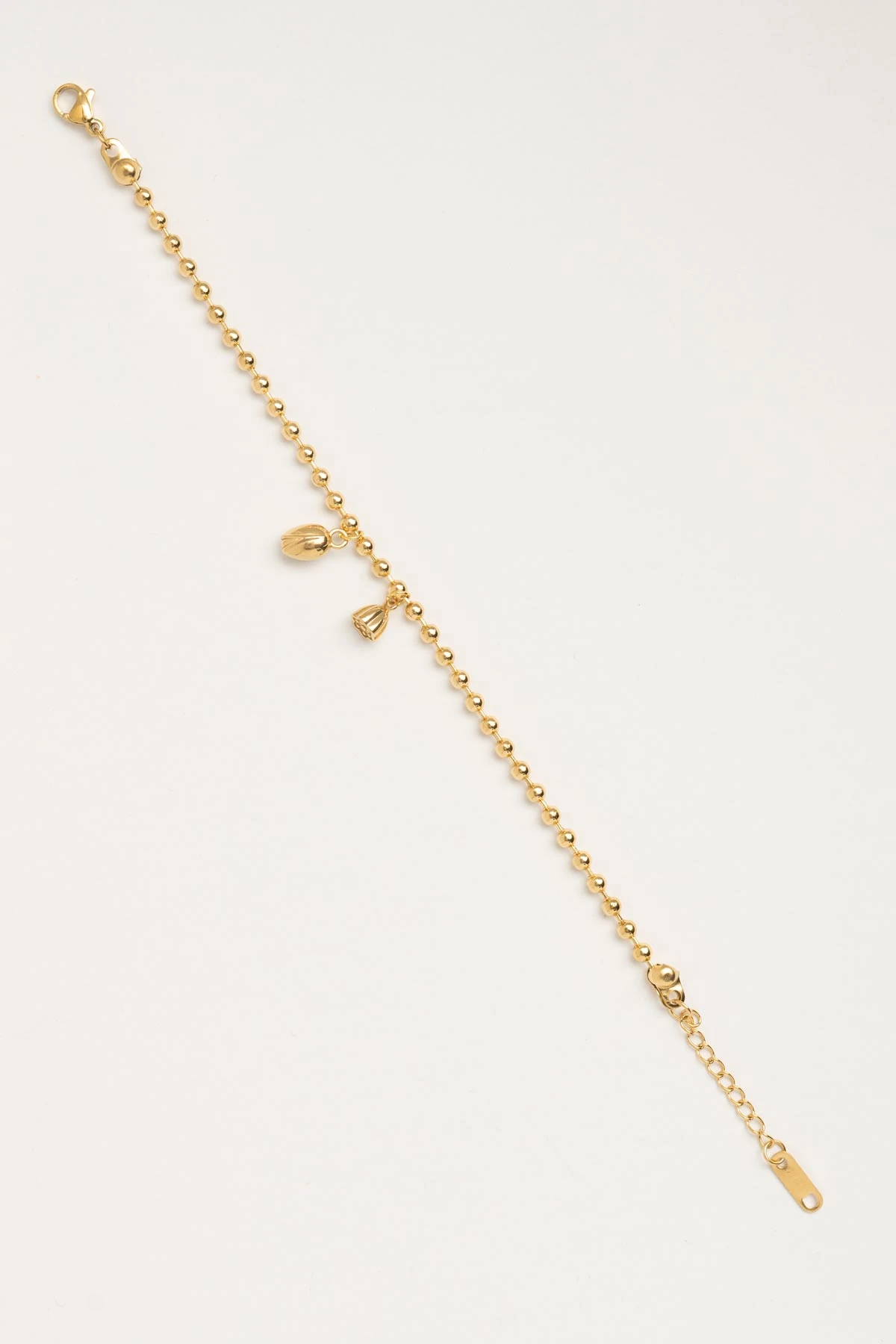 Gold Topçuk Sıralı Tasarım Lale Sallantılı Çelik Bileklik ABL6219