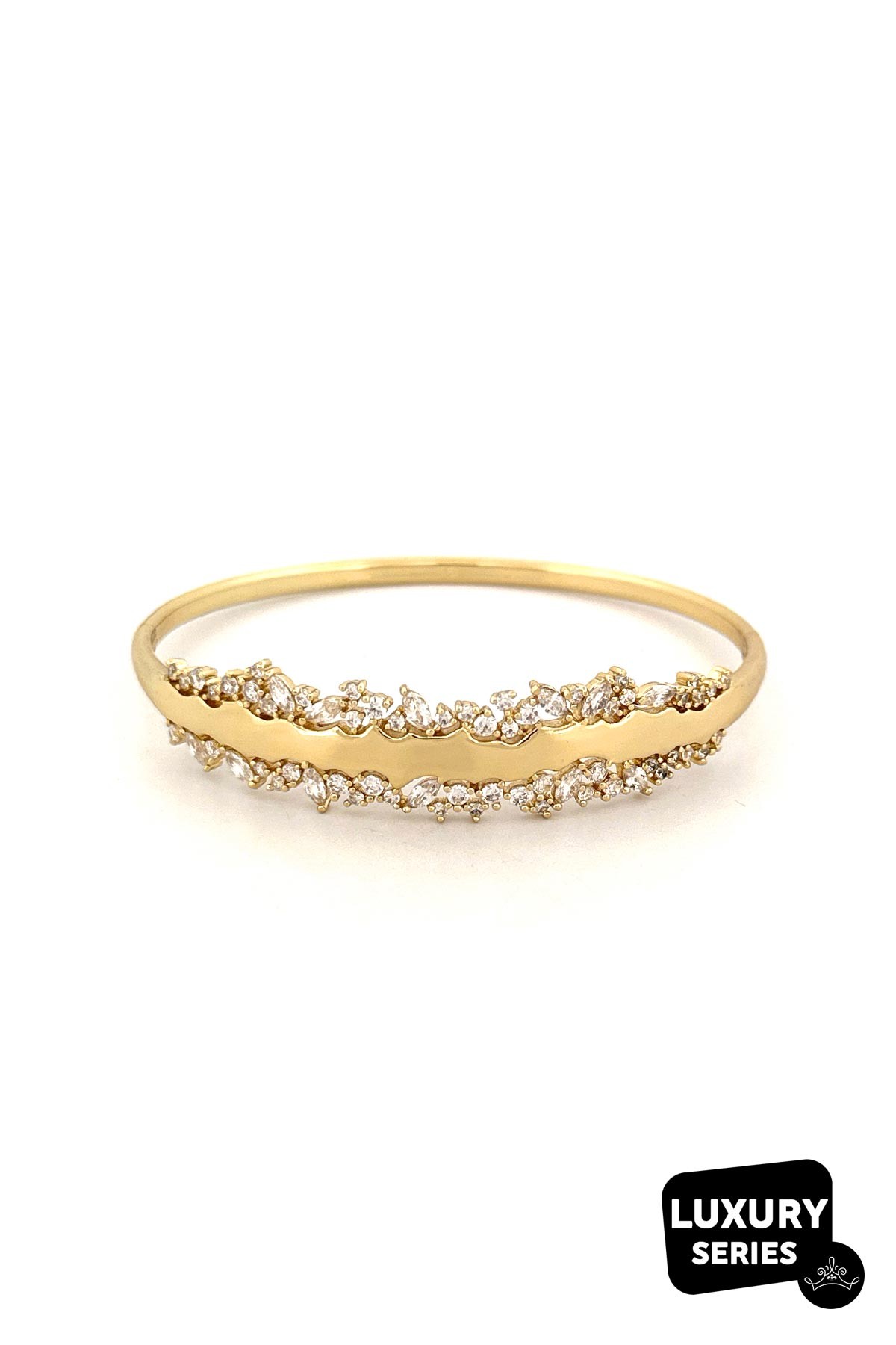 Minimal Kristal Taşlı Gold Sarmaşık Tasarım Luxury Kelepçe ABL7087