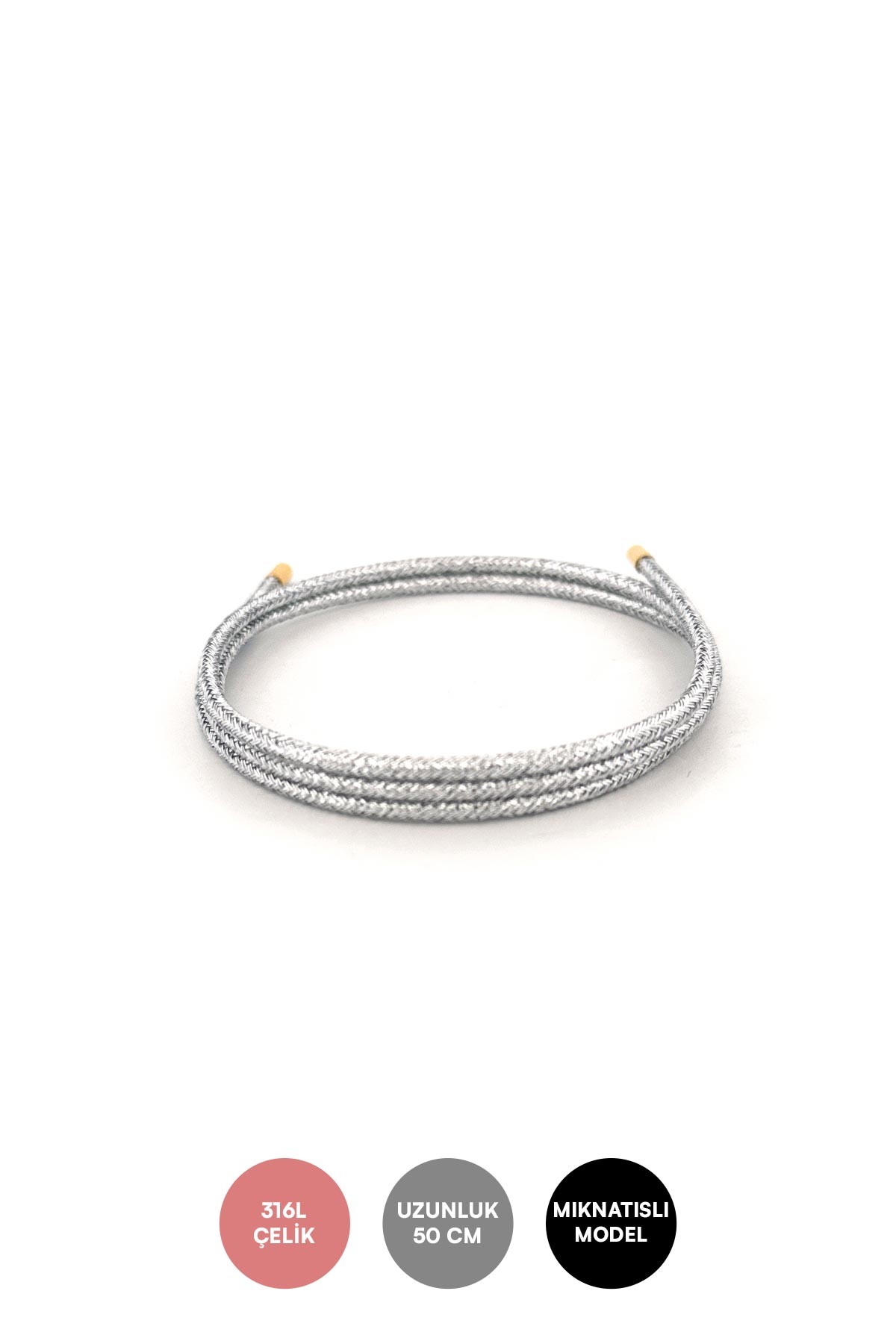 Silver Renk Mıknatıslı İp Bileklik ABL7171