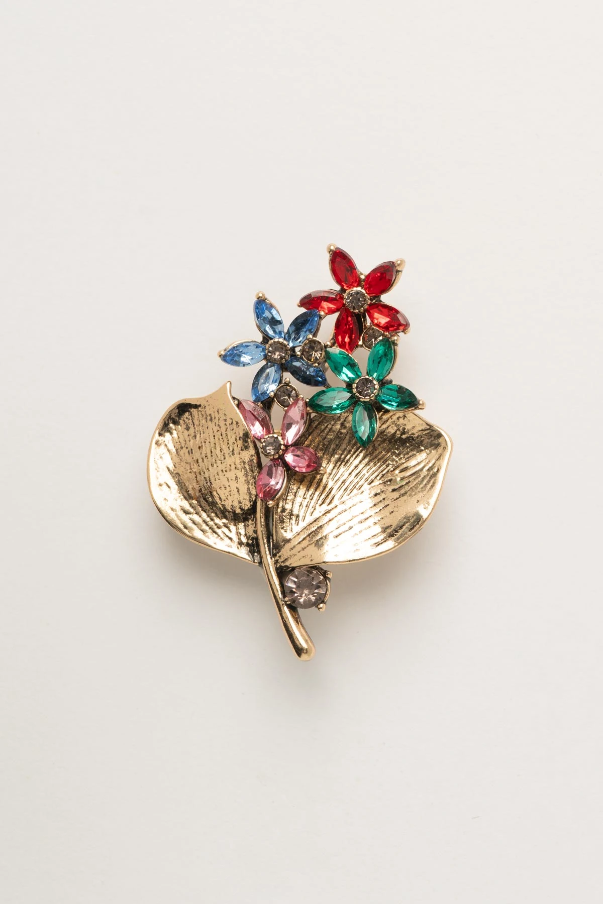 Renli Taş Çiçek Buketi Yaka Broşu ABR9172