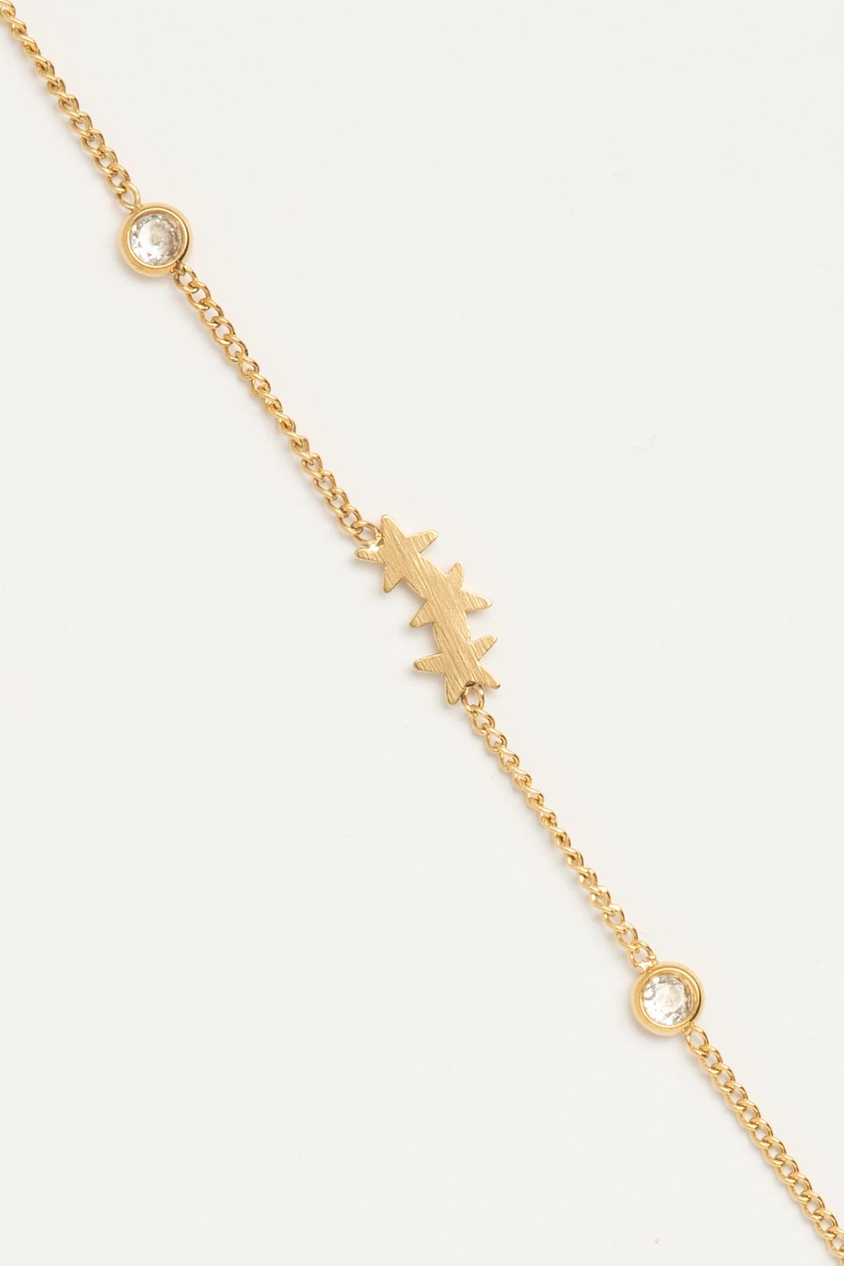 Gold Üçlü Minimal Yıldız Ve Tektaş Sıralı Çelik Bileklik ABL7546