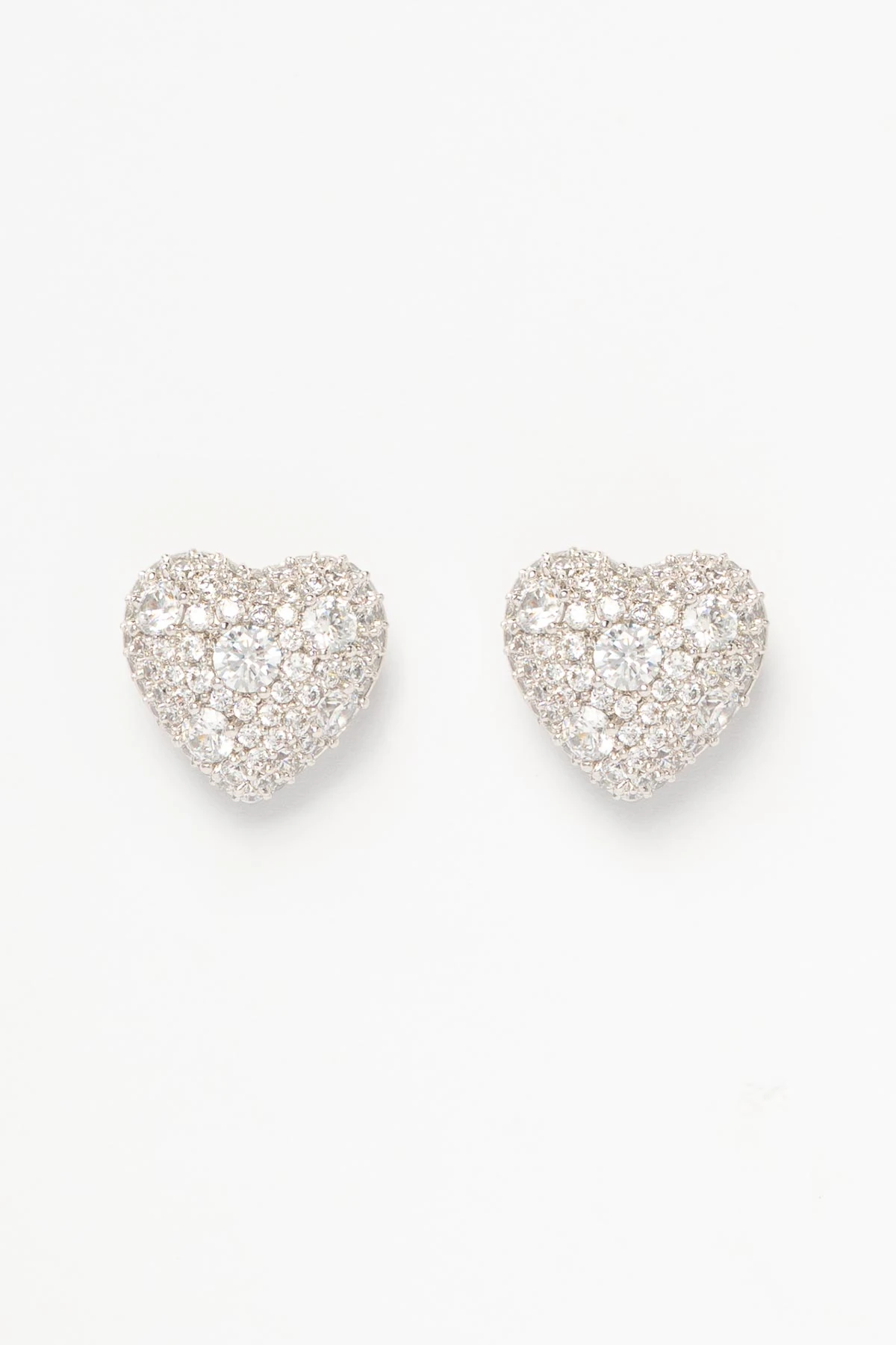 Silver Taş Detay Dolgulu Kalp Luxury Küpe AKE9392