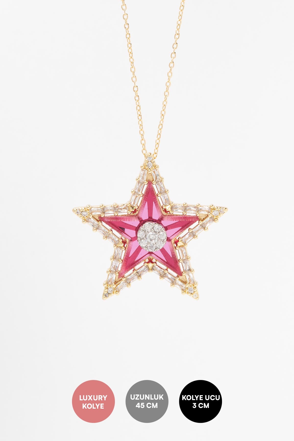 Gold Midnight Star Pink Luxury Kolye AKL4278