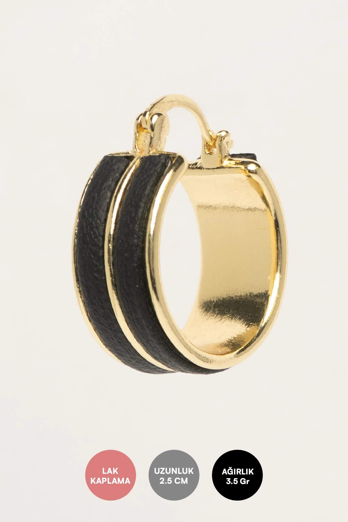 Siyah Çift Çizgi Halka Stefany Küpe AKE9775