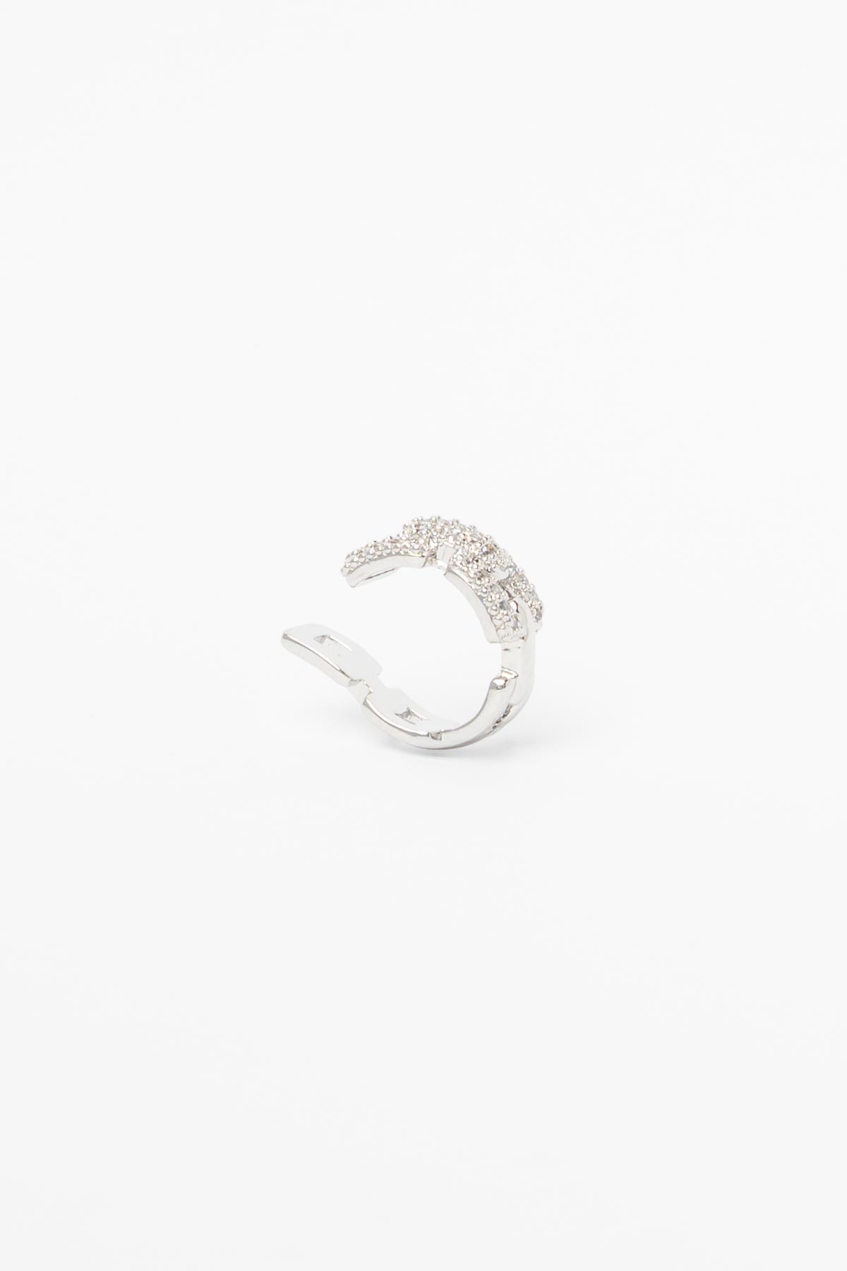 Silver Zirkon Kaplı Zincir Tasarım Glory Kıkırdak Küpe AKE9386