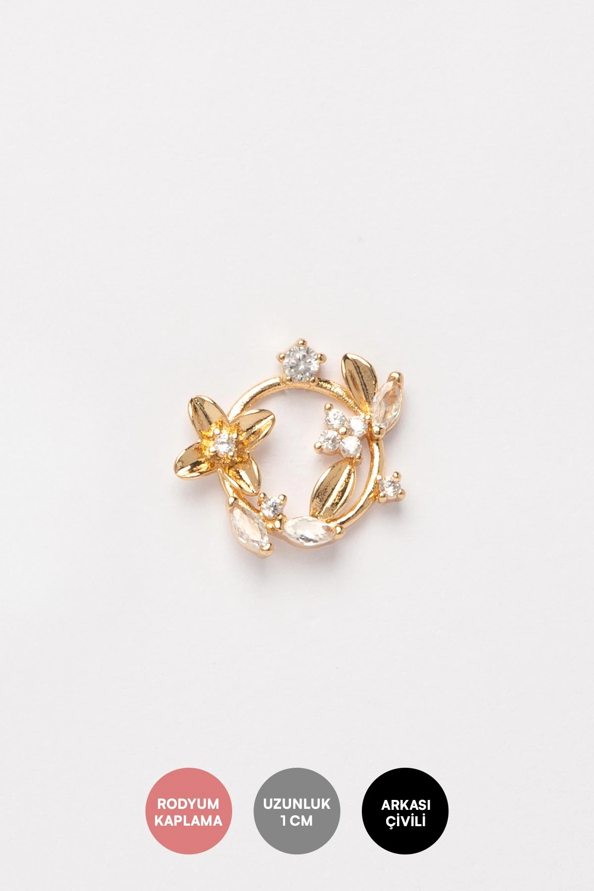 Gold Kristal Taş Çiçek Çemberi Glory Küpe AKE9479