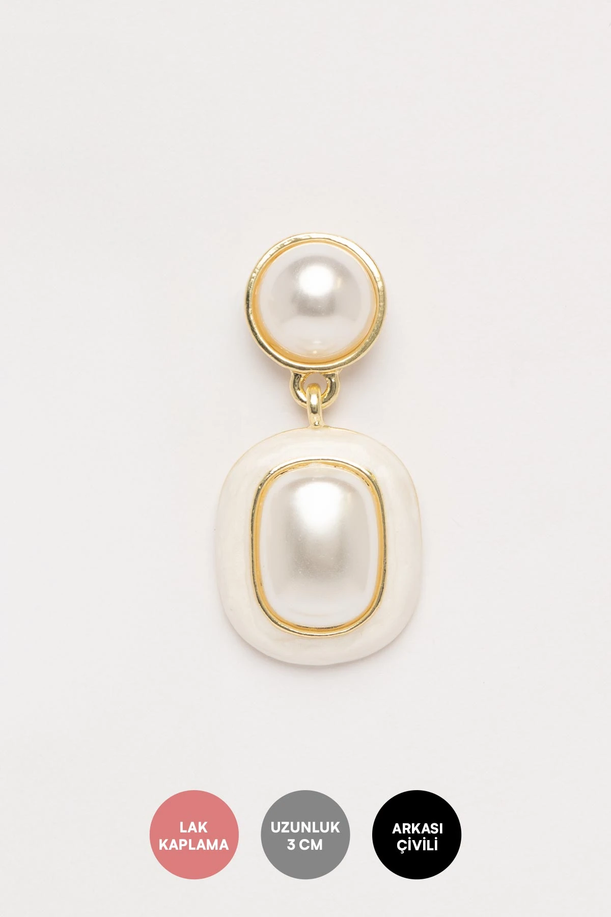 Gold Kenar İnci Detay Sallantılı Stefany Küpe AKE9794