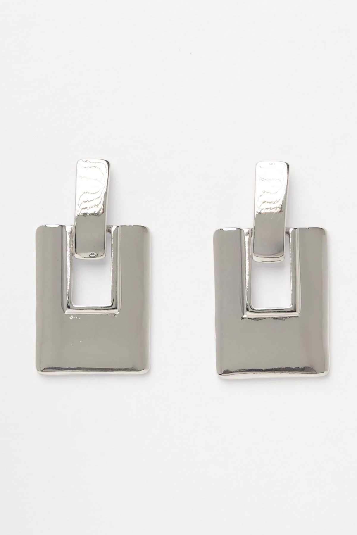 Silver Retro Block Stefany Küpe AKE9670