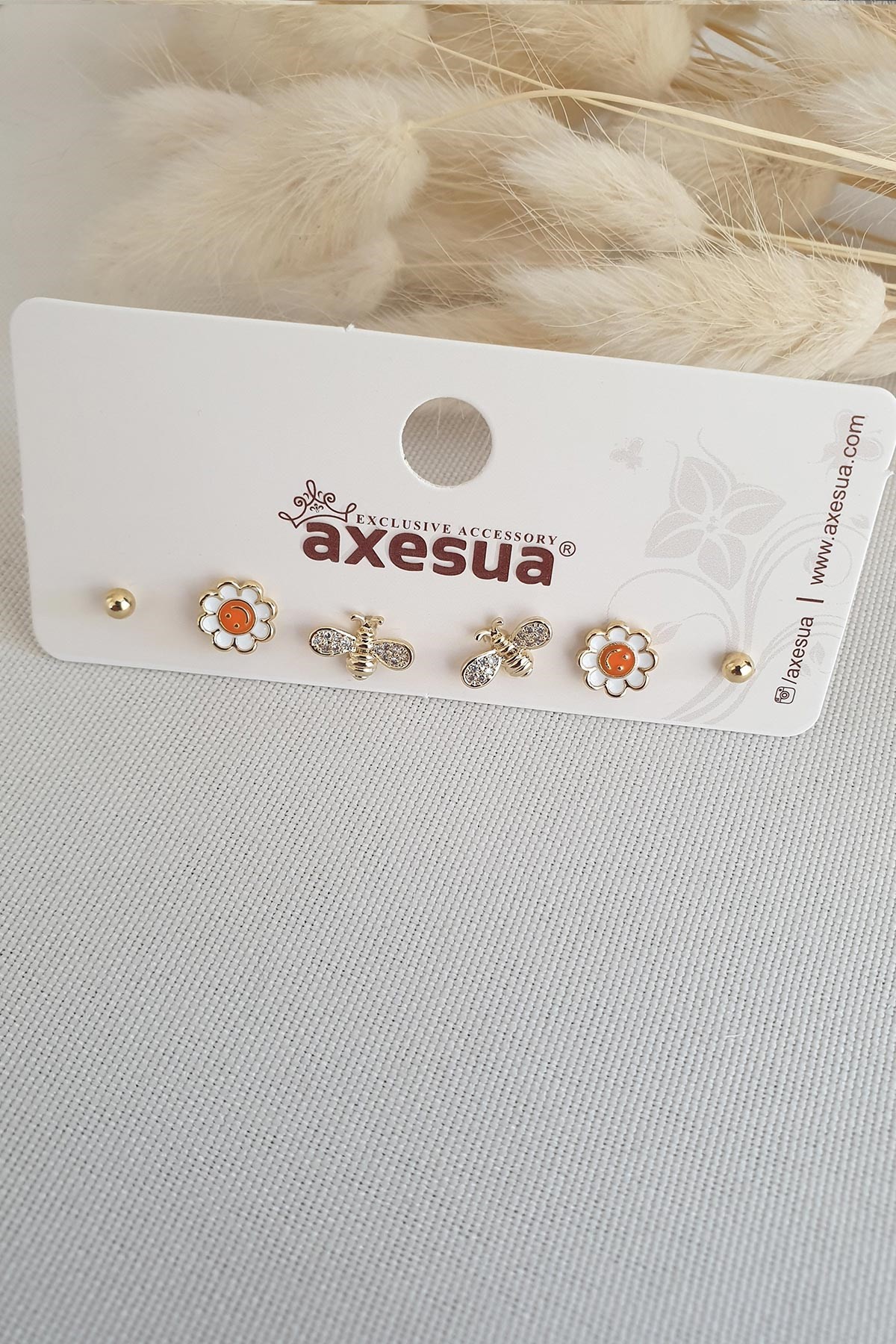 Mutlu Arı Altılı Küpe Seti AKE3888