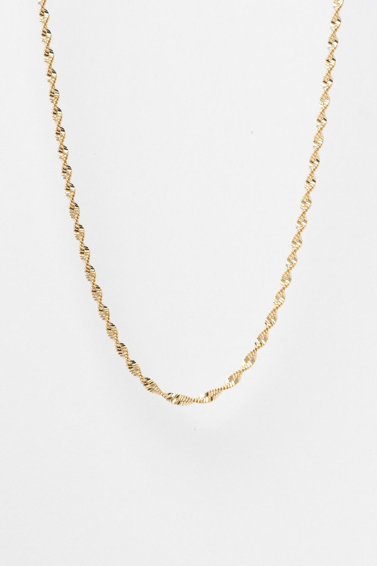 Gold 14K Parıltılı Burgu Zincir Luxury Kolye AKL4258