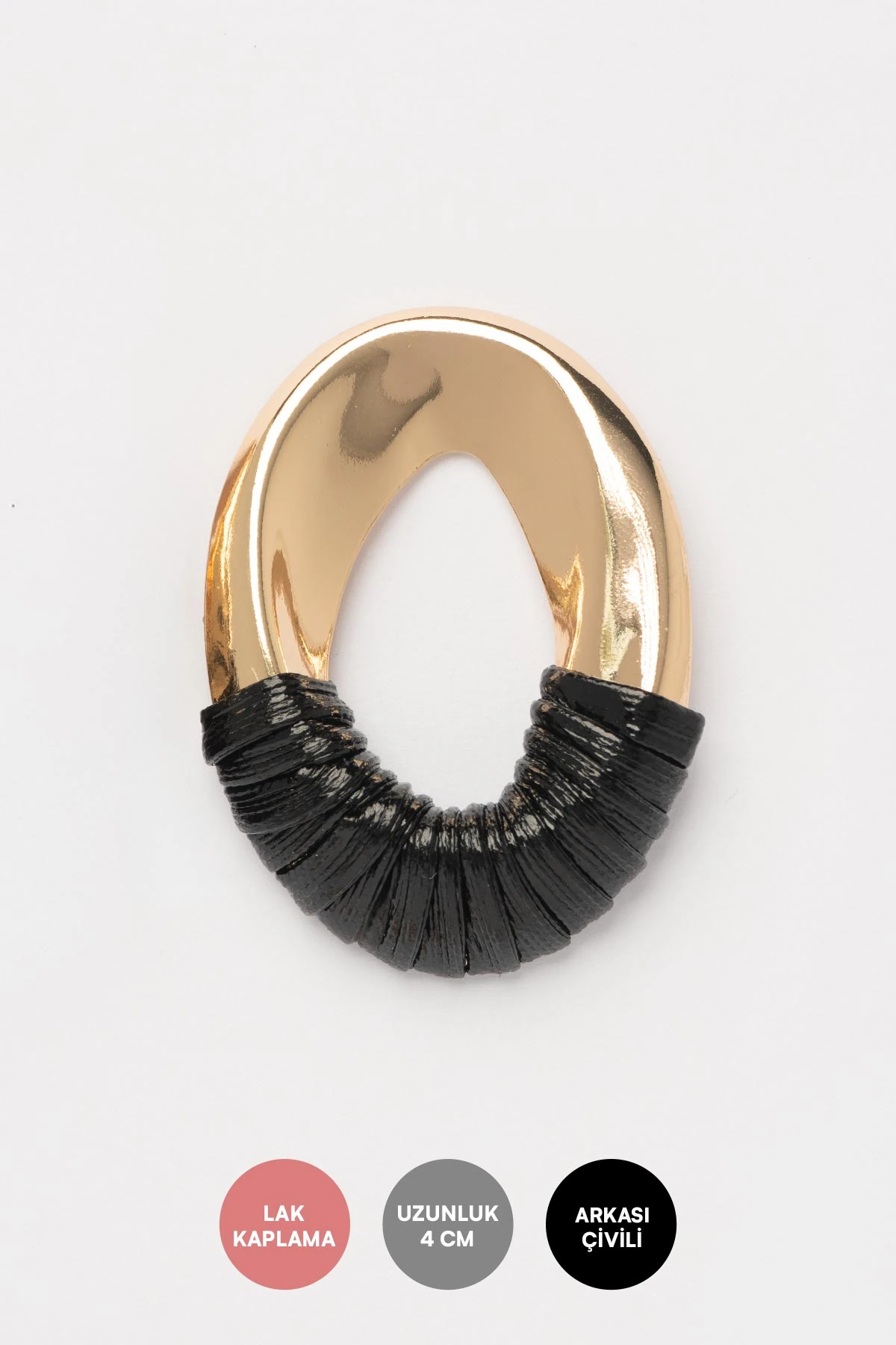 Gold Deri Kaplı Yuvarlak Büyük Stefany Küpe AKE9571