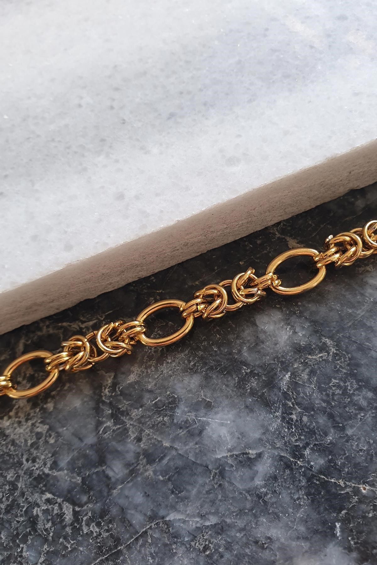 Gold Düğüm Halka Zincir Çelik Bileklik ABL1069