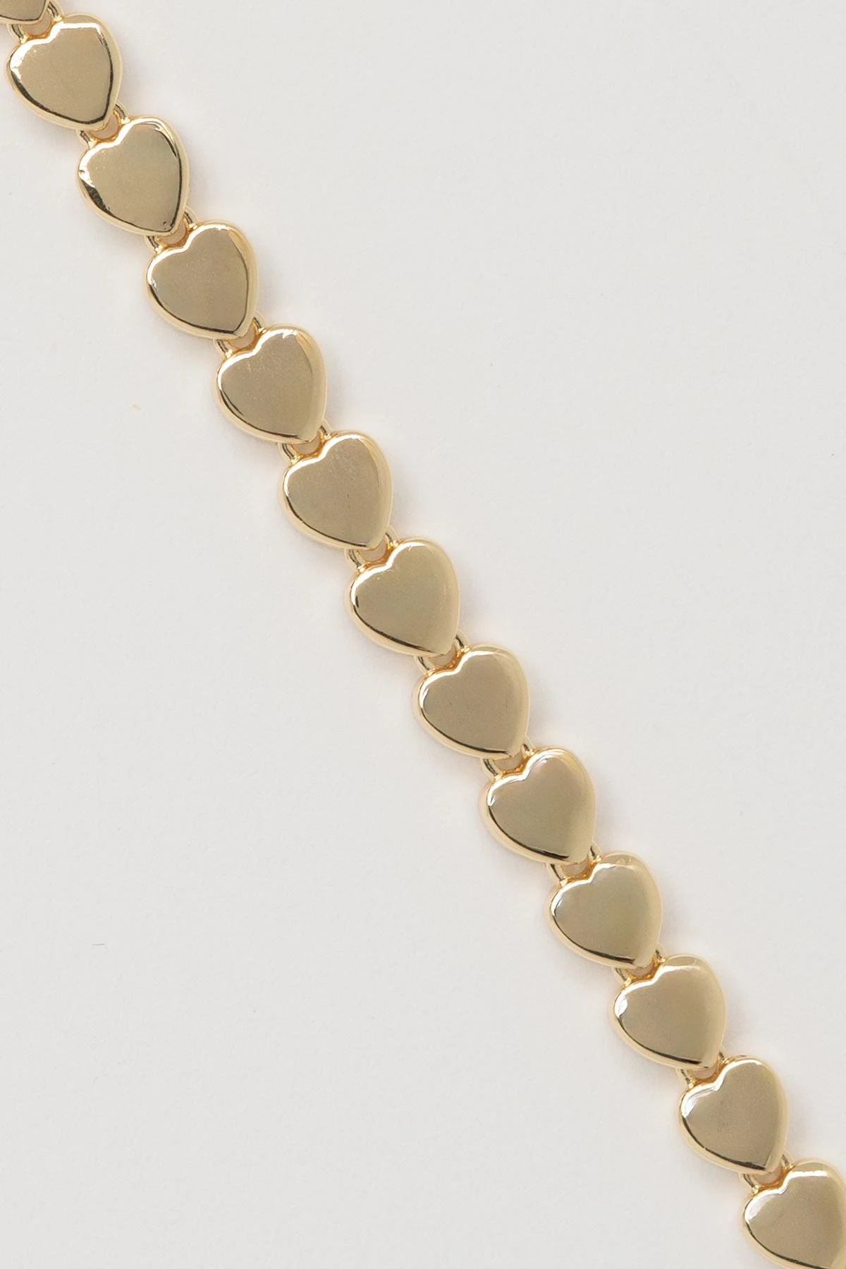 Gold 14K Mini Kalp Sıralı Luxury Bileklik ABL7582