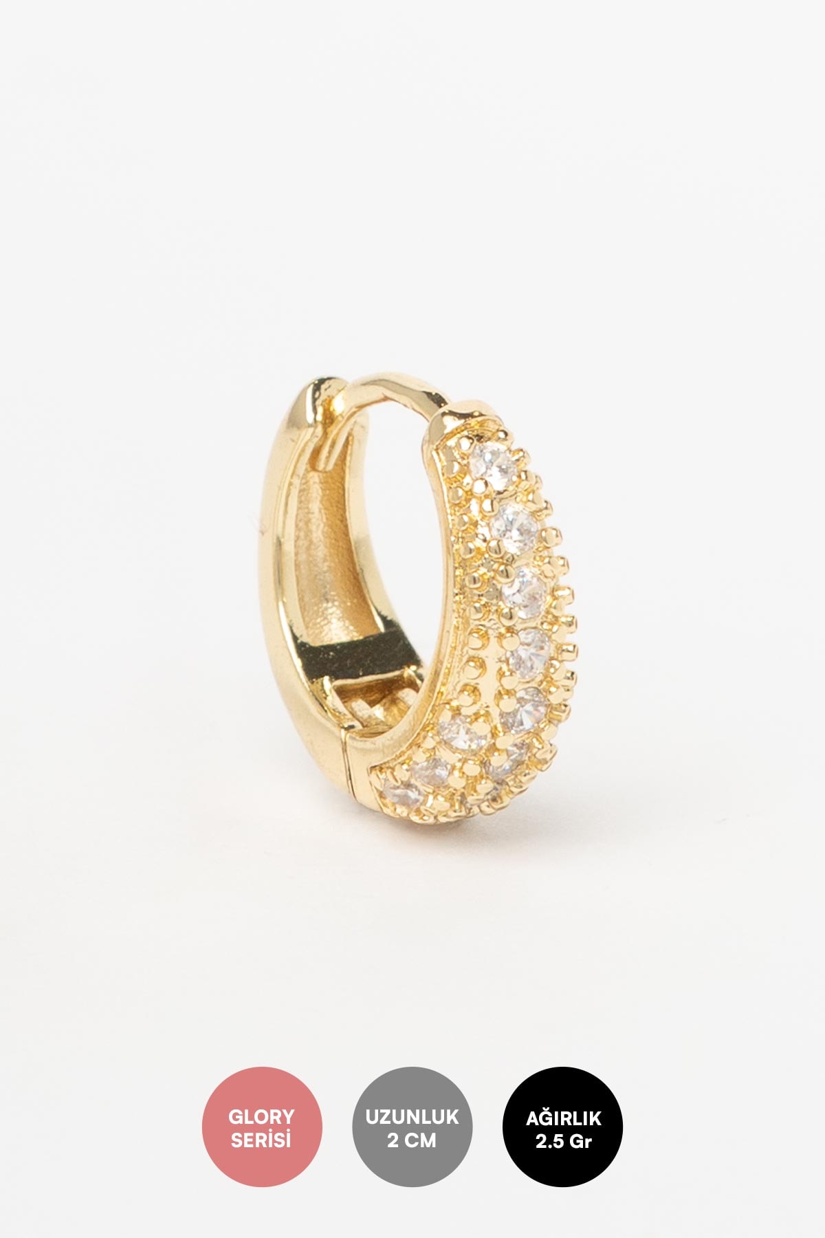 Gold 14K Zirkon Taş Kaplı Minimal Damla Tasarım Halka Glory Küpe AKE9302