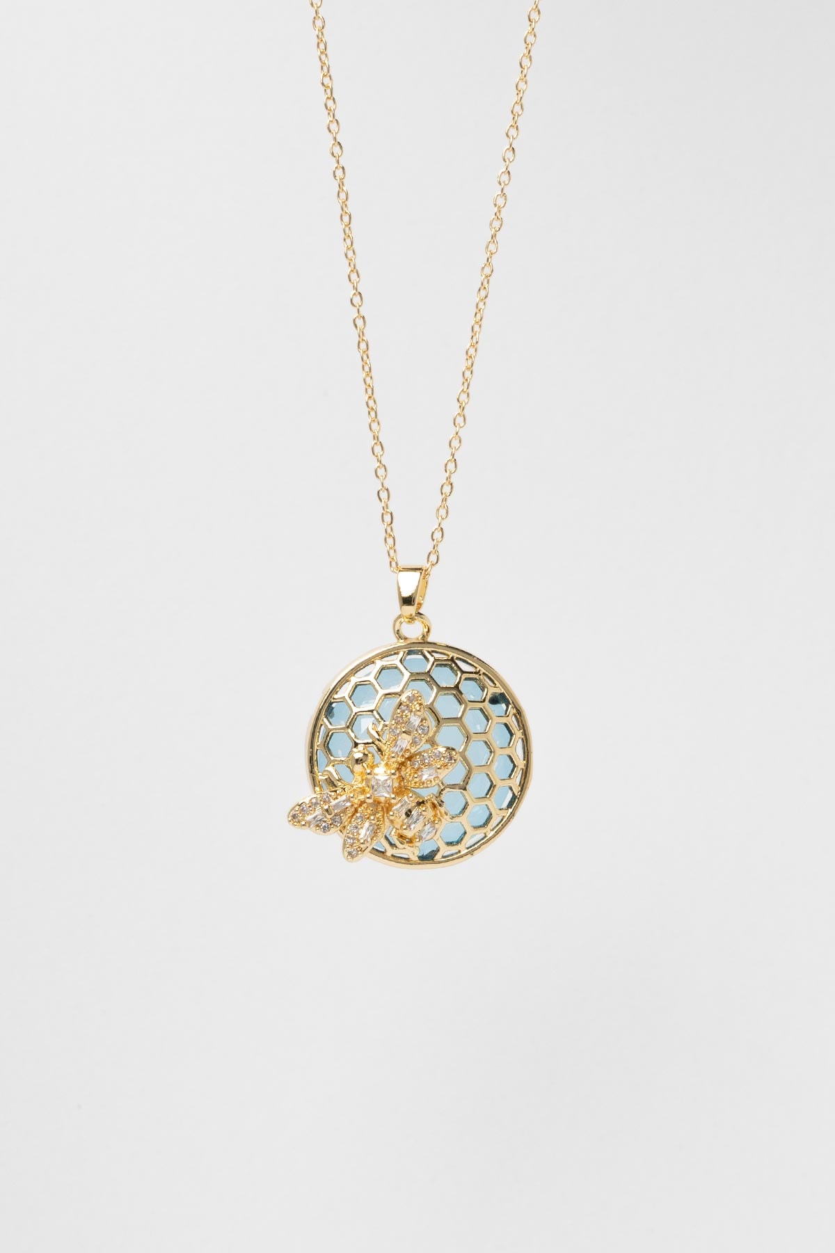 Gold Honey Glow Blue Luxury Kolye AKL4262