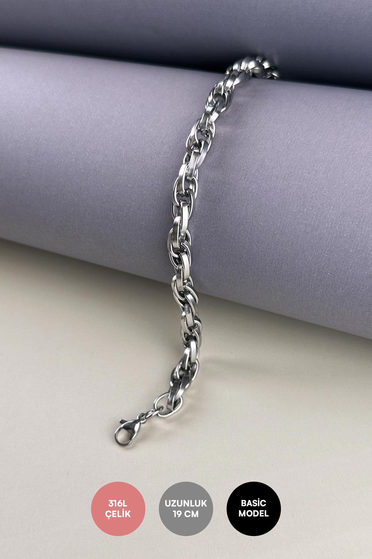 Silver Casual Sarmal Çelik Bileklik ABL1075