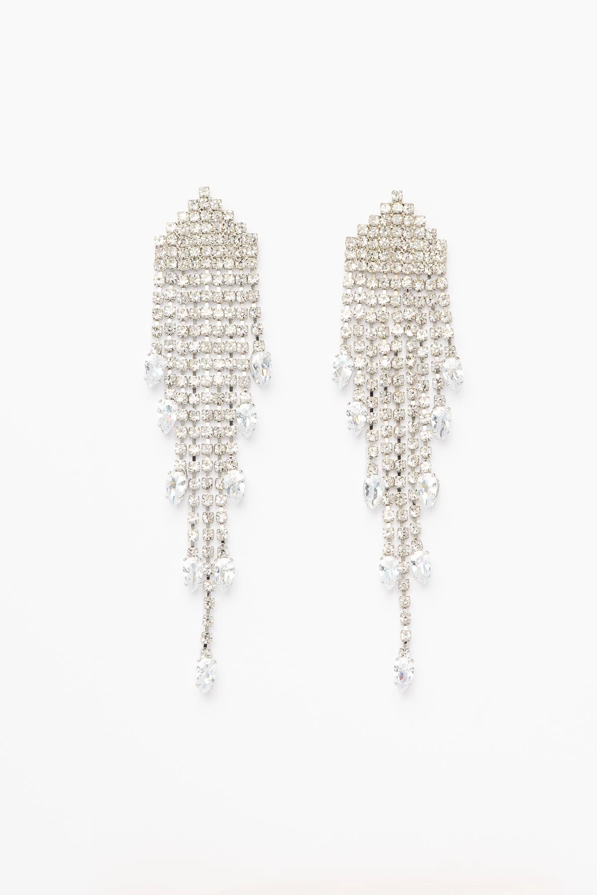 Mini Taş Kaplı İçgen Ucunda Suyolu Sallantılı Shiny Küpe AKE9515