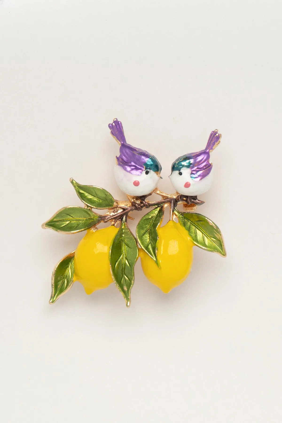 Limon Dalına Konmuş Kuşlar Yaka Broşu ABR9217