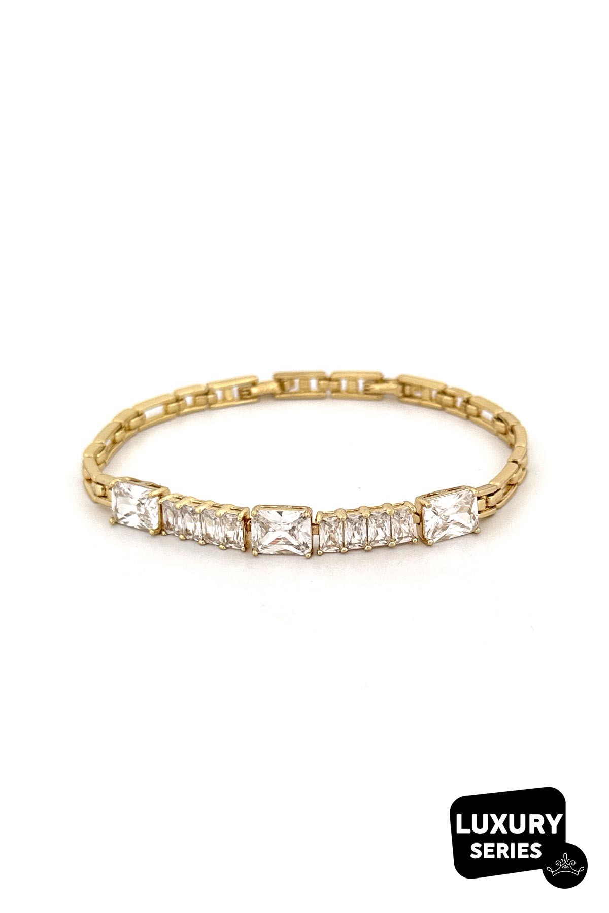 Gold Sıra Baget Ve Kristal Taş Detay Luxury Bileklik ABL7027