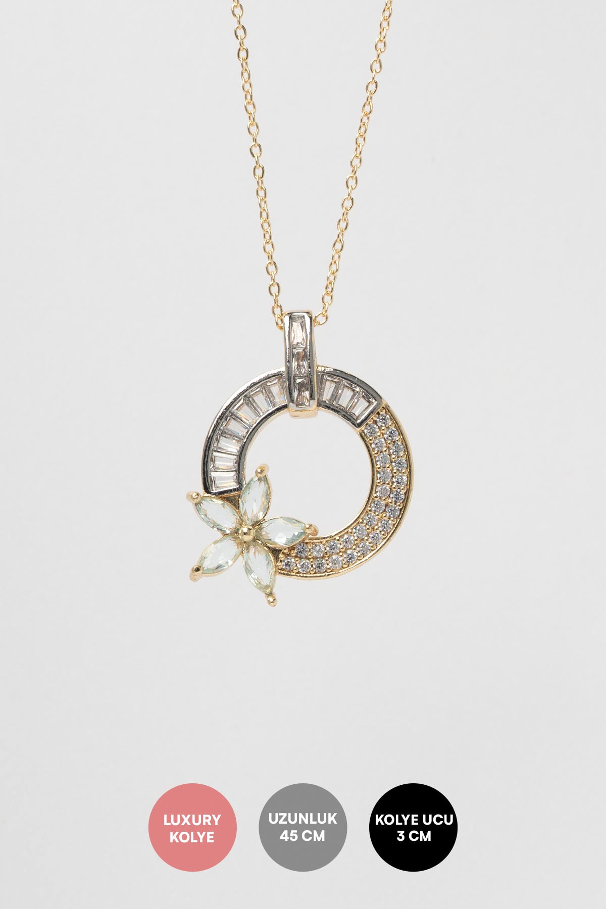 Gold Daisy Halo Luxury Kolye AKL4299