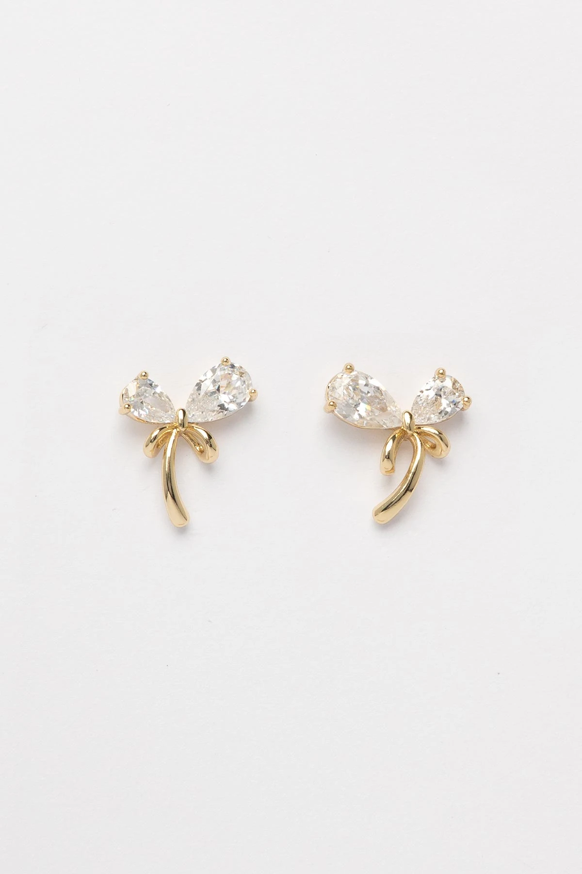 Gold 14K Damla Taş Detay Kurdela Tasarım Luxury Küpe AKE9546