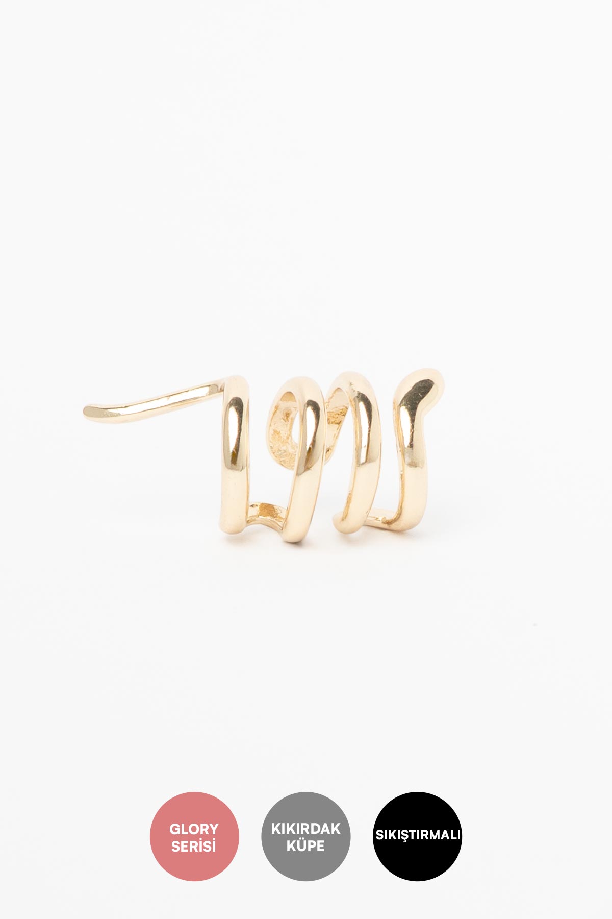Gold Basic Tasarım Yılan Glory Kıkırdak Küpe AKE9369