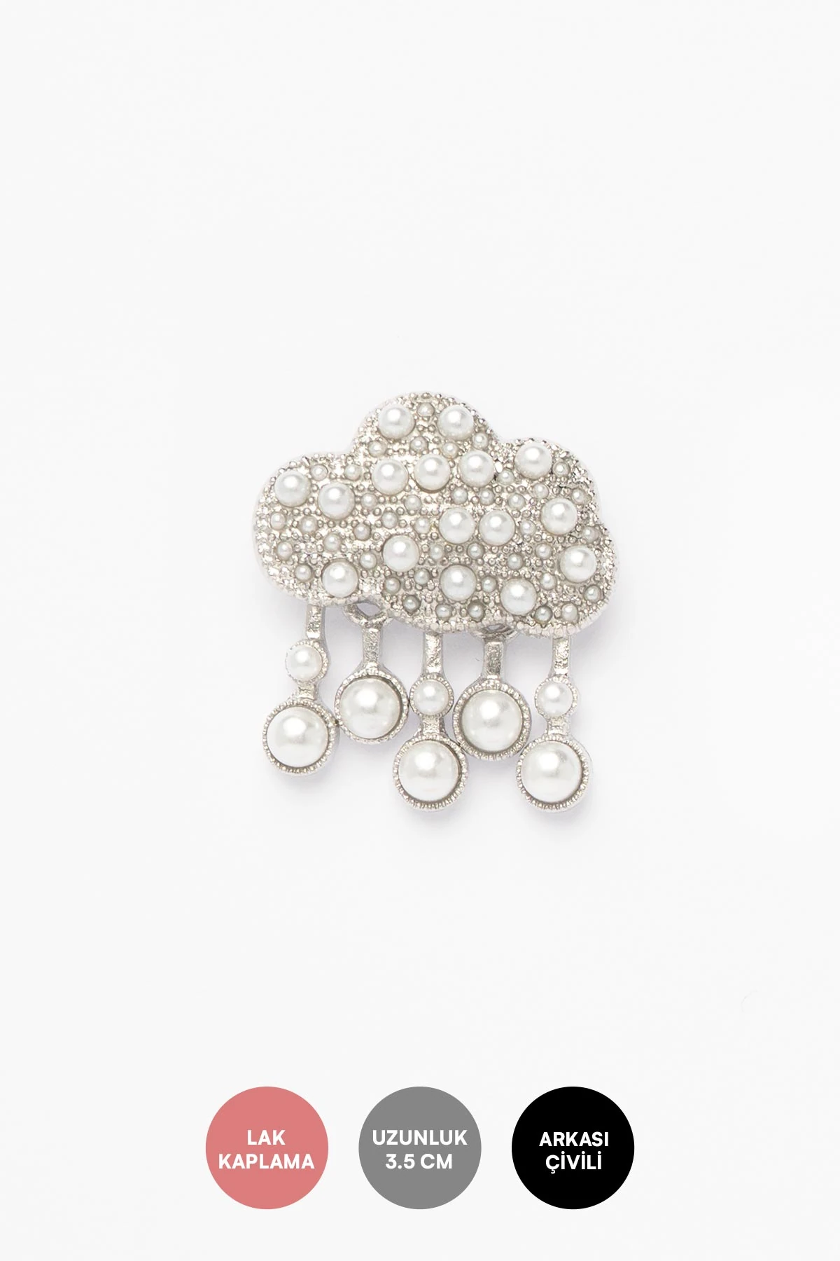 Silver Dolgulu İnci Detay Bulut Ve İnci Yağmur Damlaları Sallantılı Stefany Küpe AKE9420