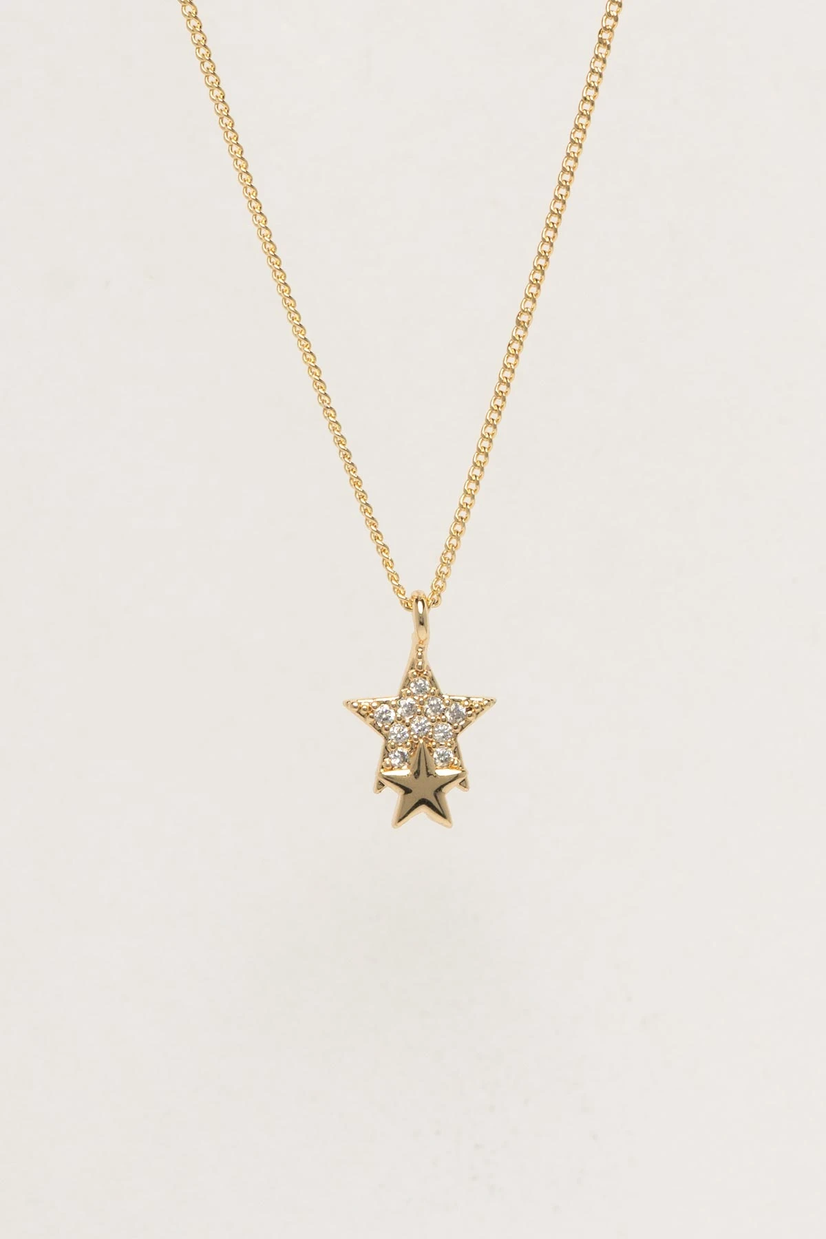 Gold Zirkon Detay Minimal Yıldız Sallantılı Luxury Kolye AKL4390