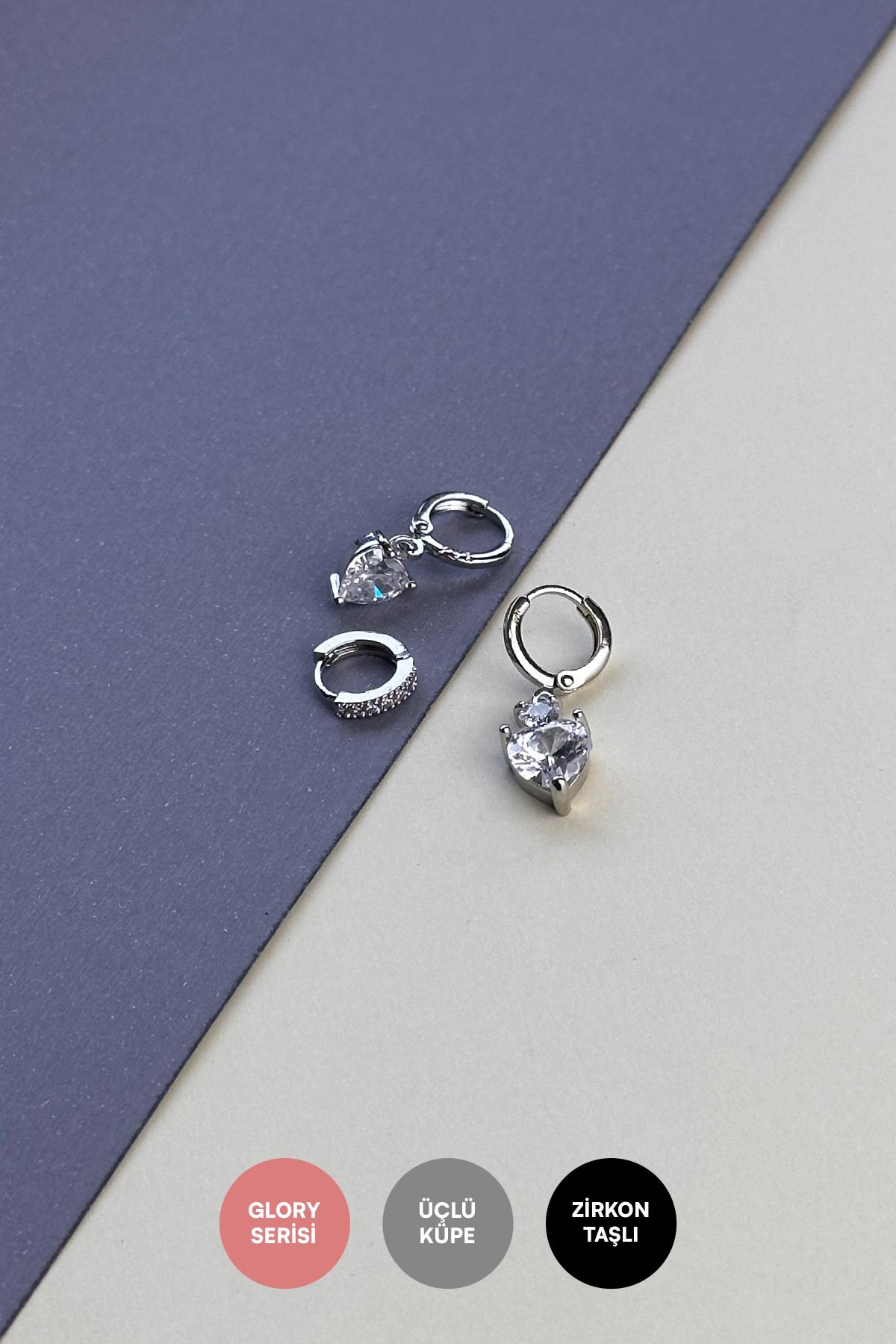 Silver Kristal Kalpler Çoklu Glory Küpe AKE9110