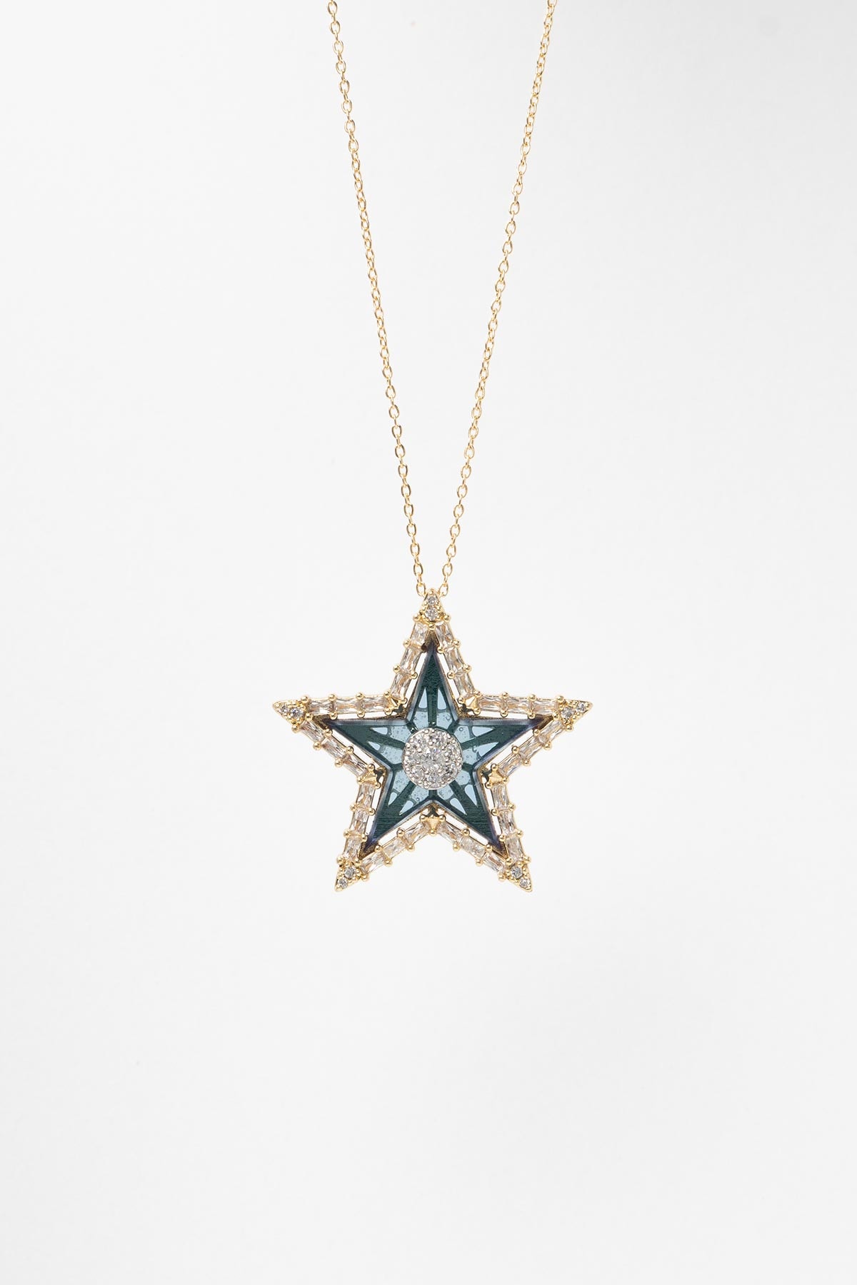 Gold Midnight Star Blue Luxury Kolye AKL4277