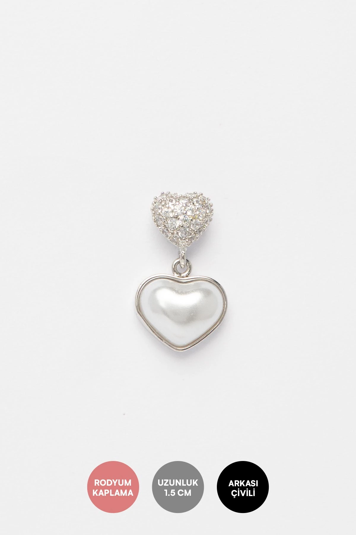 Silver Zirkon Detay Dolgulu Kapl Ve Sedef Dolgulu Kalp Sallntılı Glory Küpe AKE9497
