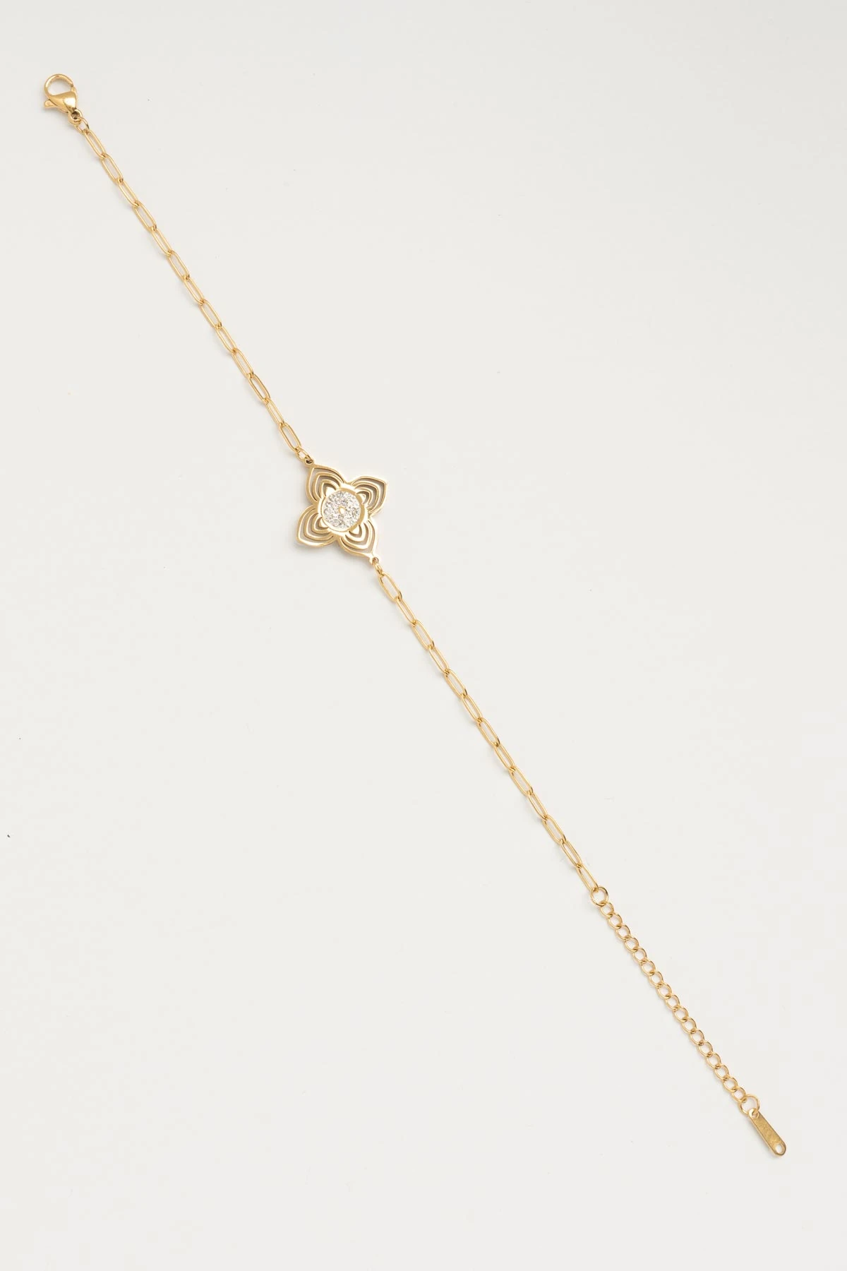 Gold Zirkon Tasarım Lotus Çiçeği Çelik Bileklik ABL6306