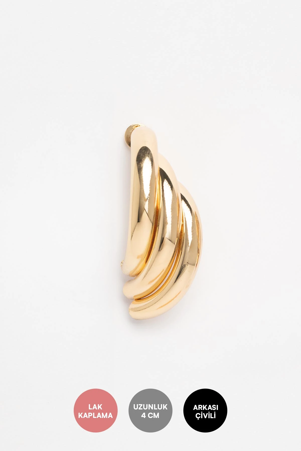 Gold Üçlü Kıvrım Tasarım Stefany Küpe AKE9671