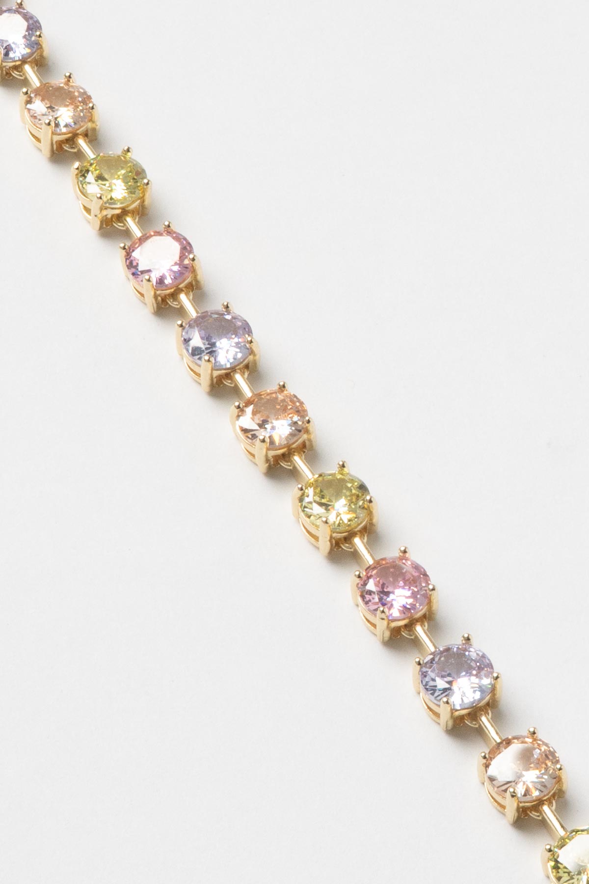 Gold Pastel Renkli Yuvarlak Taşlar Sıralı Bileklik ABL7306