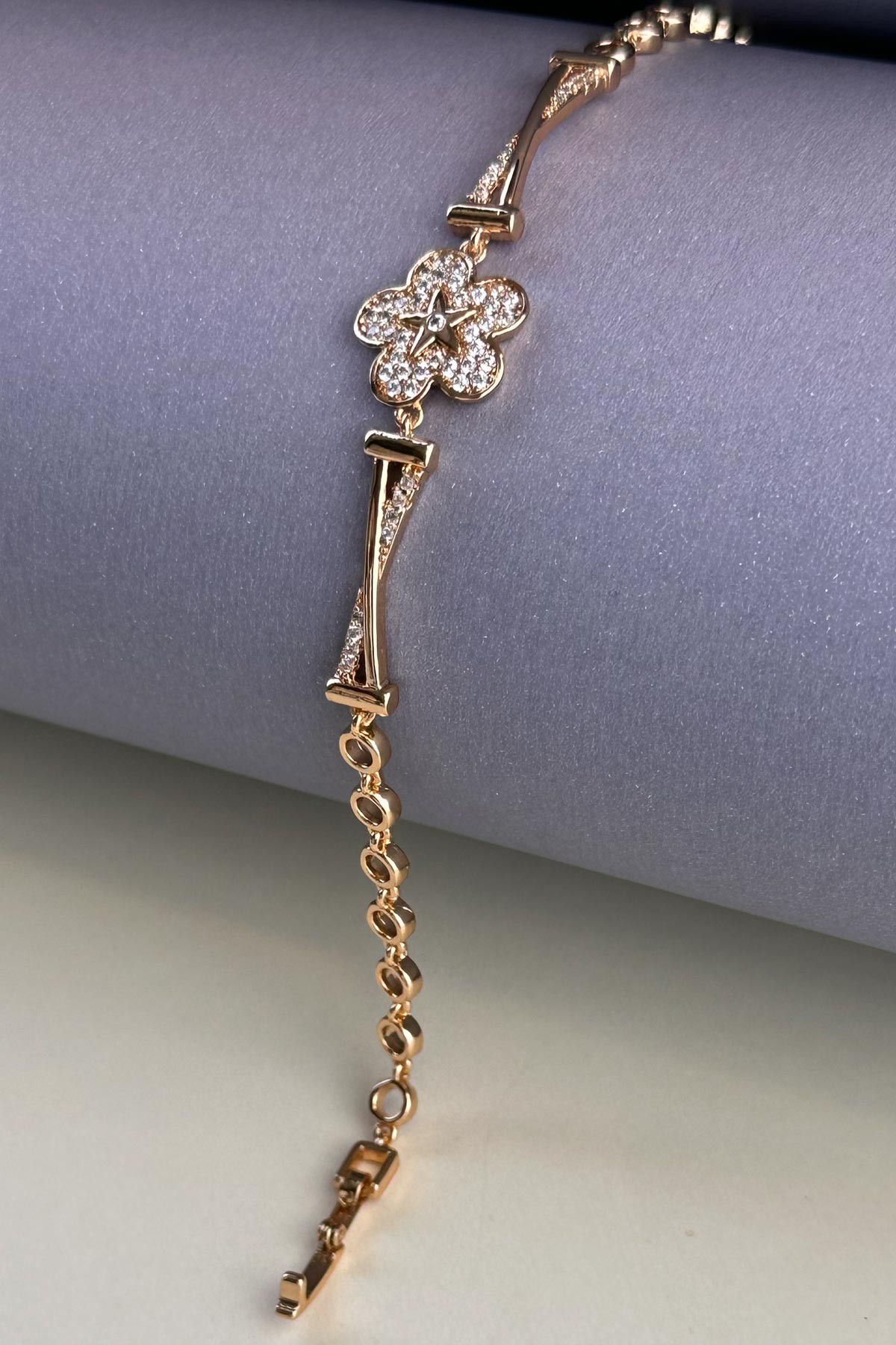 Gold Zirkon Kareler Tasarım Luxury Bileklik ABL7190