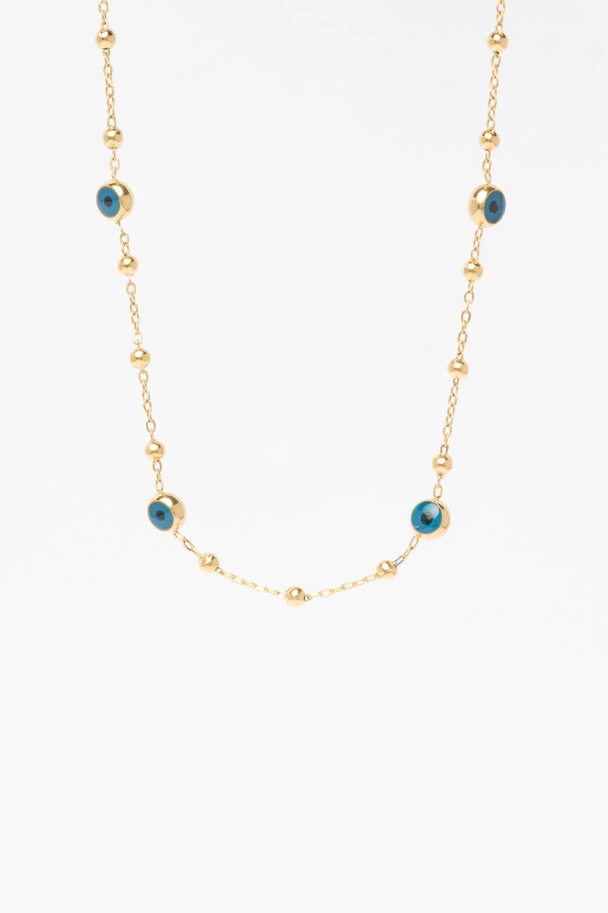 Gold Topçuklu Nazarlık Çelik Kolye 45 Cm AKL1911