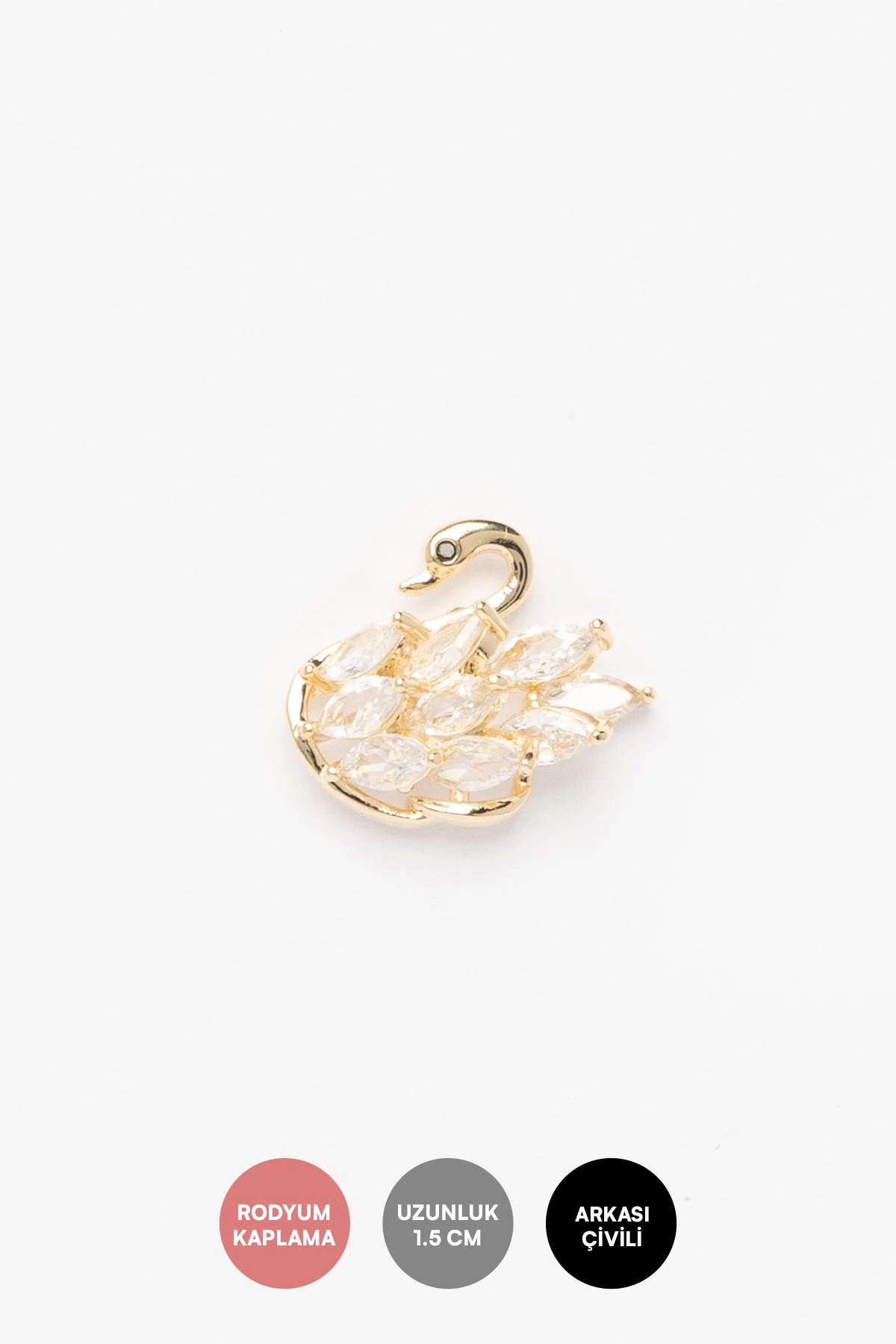 Gold 14K Kristal Taş Tasarım Kuğu Motifi Glory Küpe AKE9555