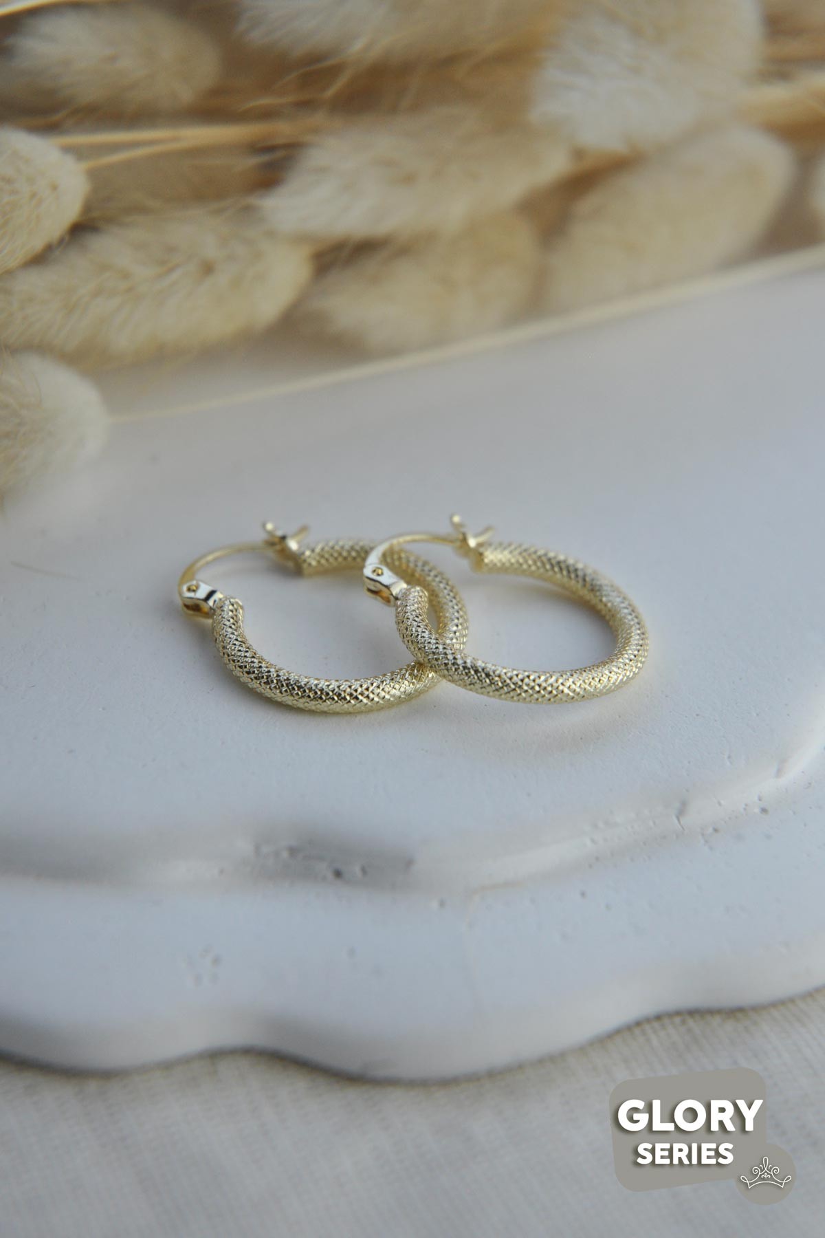 Gold Snake Skin Halka Tasarım Glory Küpe AKE7985