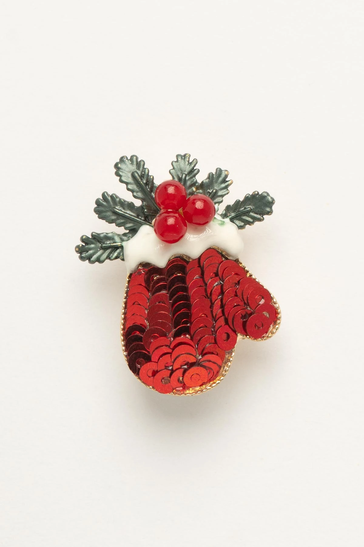 Kırmızı Yılbaşı Eldiveni Yaka Broşu ABR9154