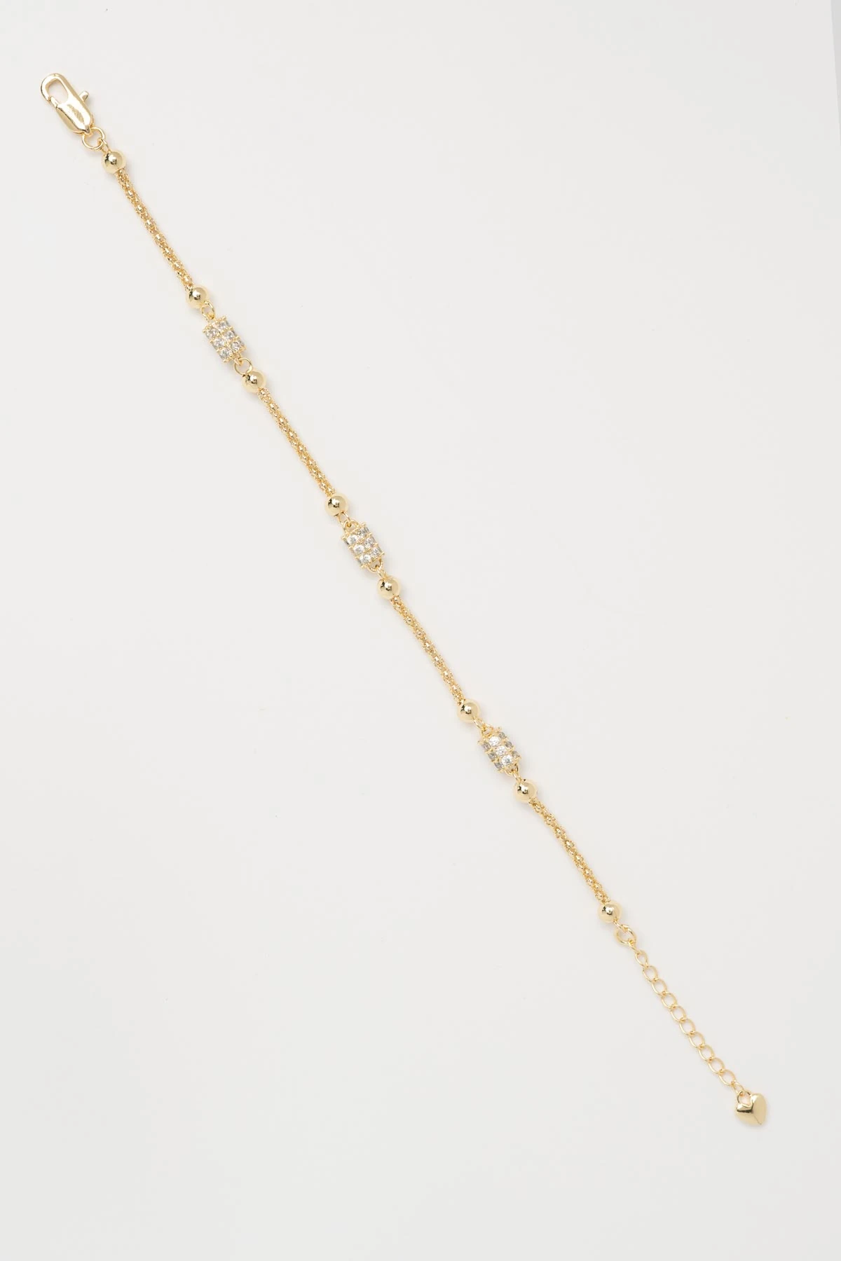 Gold 14K Zirkokn Kaplı Silindir Sıralı Topçuk Detay Luxury Bileklik ABL7586