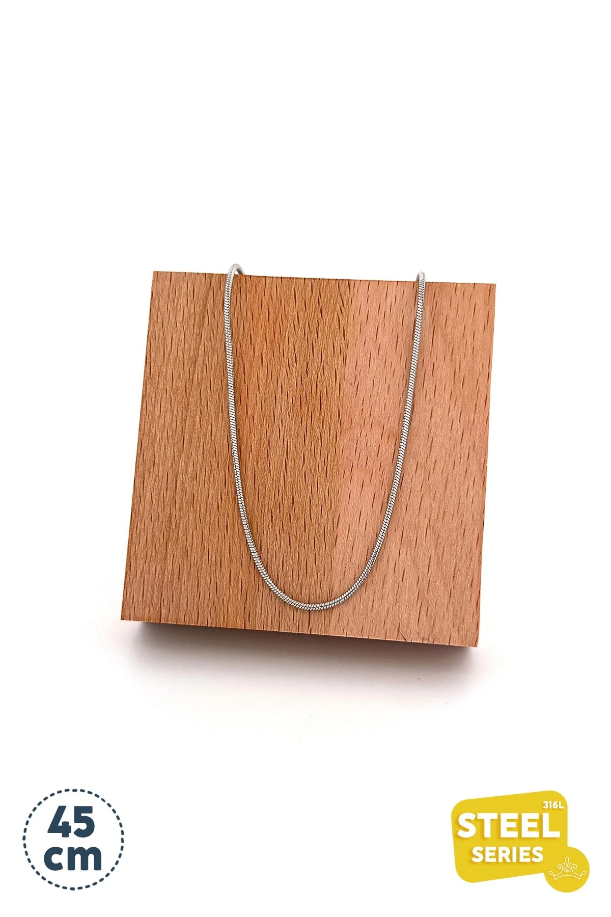 Basic Silver Boru Zincir Çelik Kolye 45 Cm AKL1874