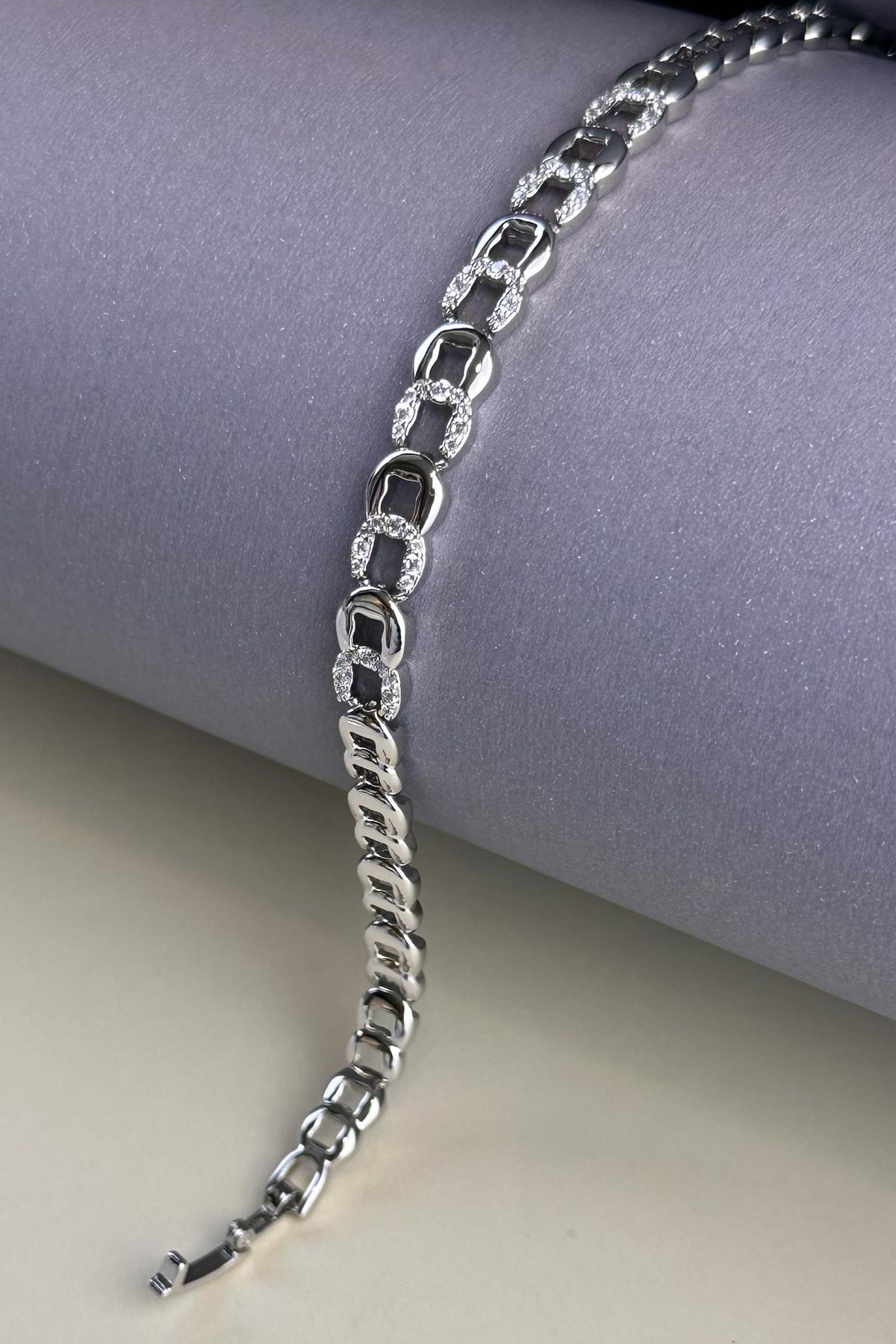 Silver Zirkon Minimal Borneo Luxury Bileklik ABL7169