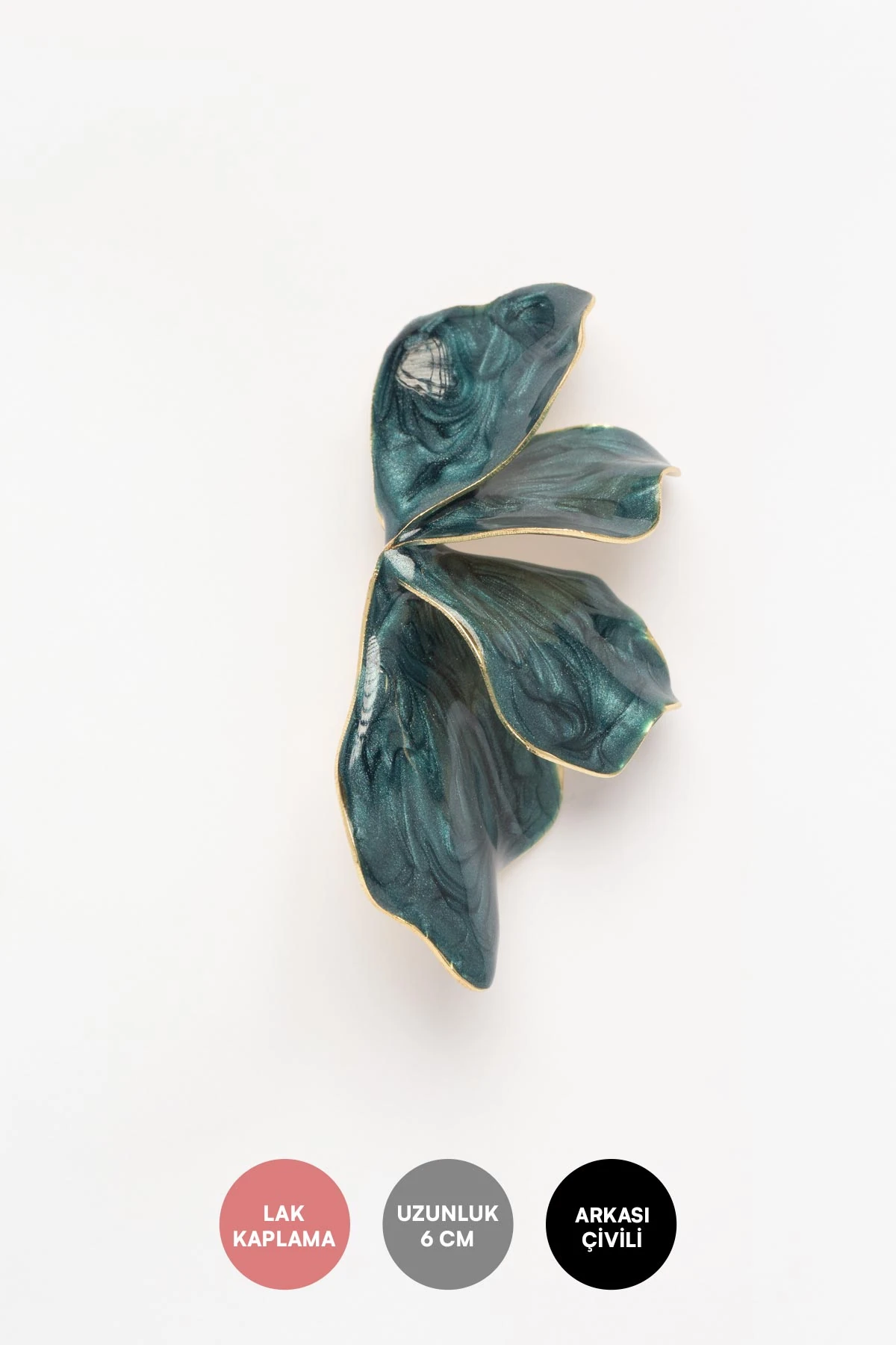 Gold Kenar Mavi Seramik Tasarım Yaprak Stefany Küpe AKE9806