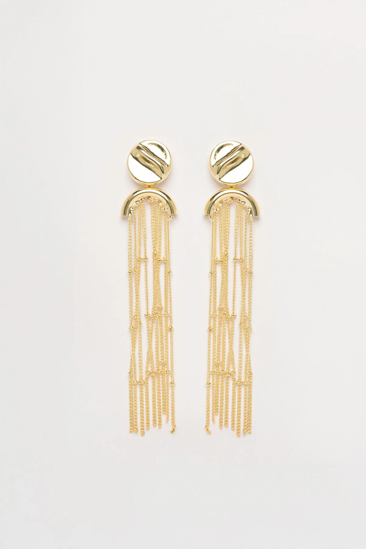 Gold Düğme Tasarım Zincir Sallantılı Stefany Küpe AKE9796