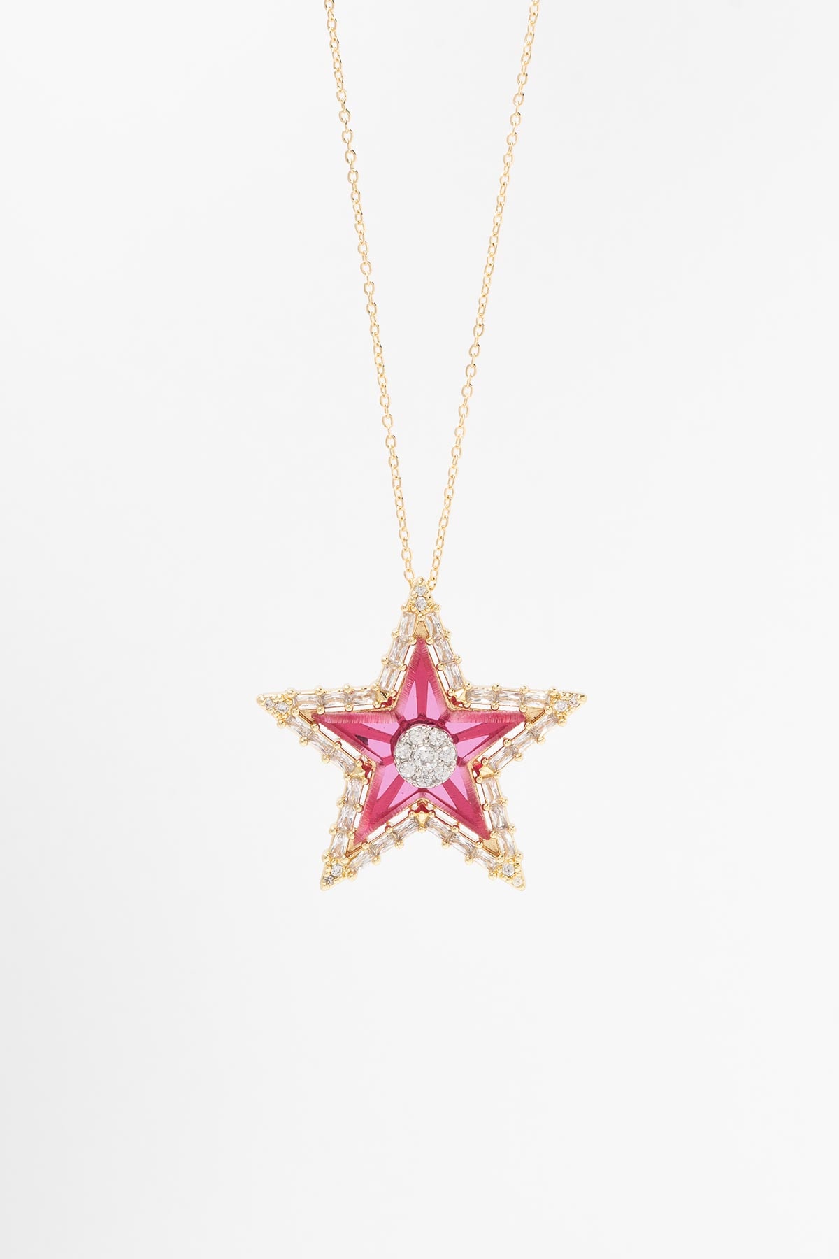 Gold Midnight Star Pink Luxury Kolye AKL4278