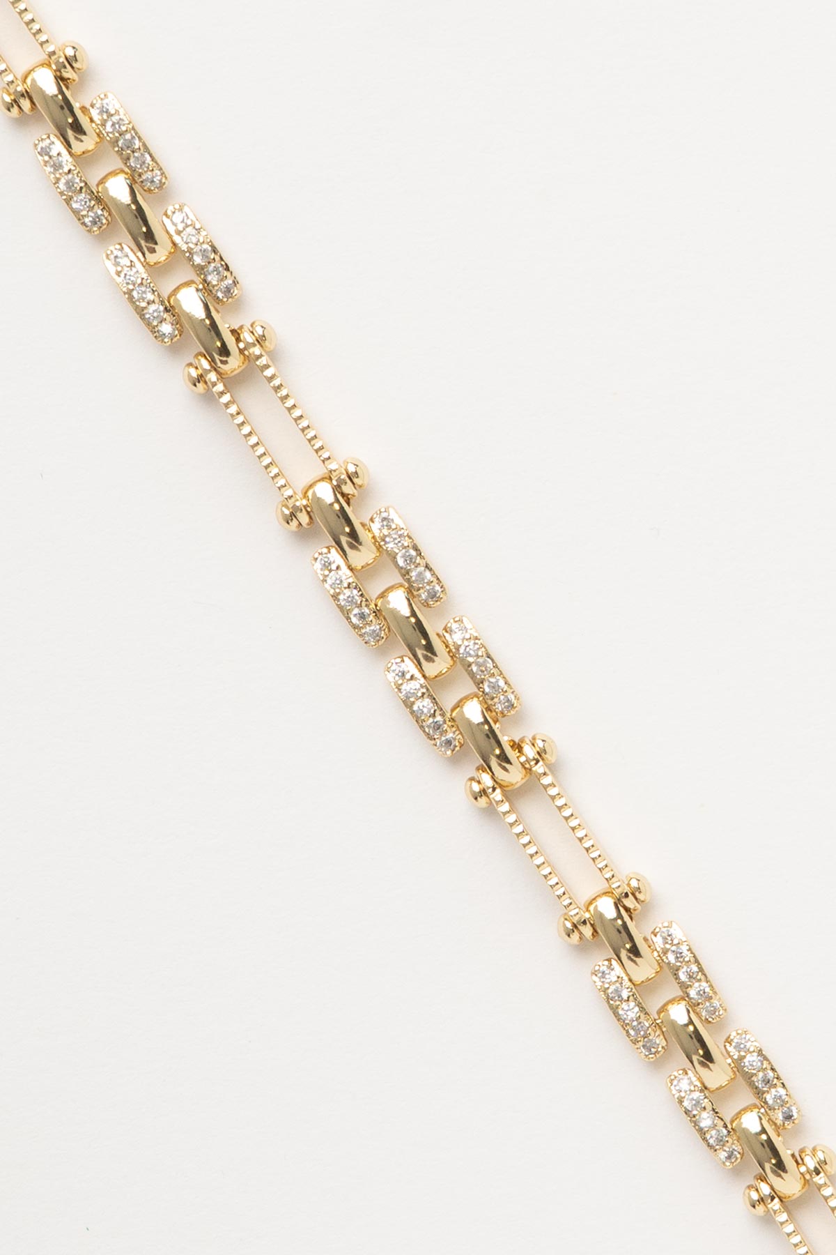 Gold 14K İnce Bağlantılı Dokulu Zincir Luxury Bileklik ABL7516