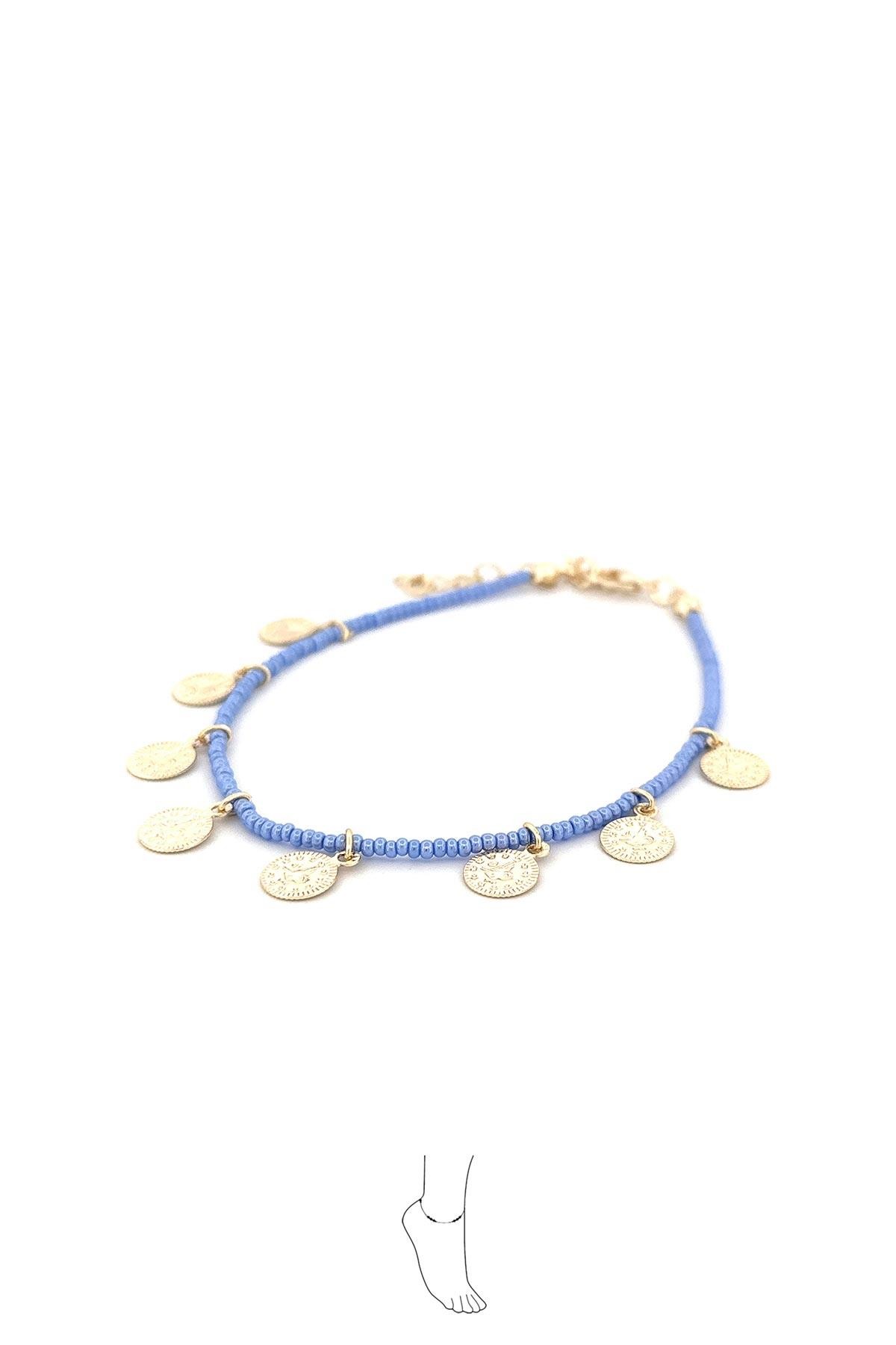 Gold Pul Sallantılı Açık Mor Kum Boncuk Halhal AHL1041