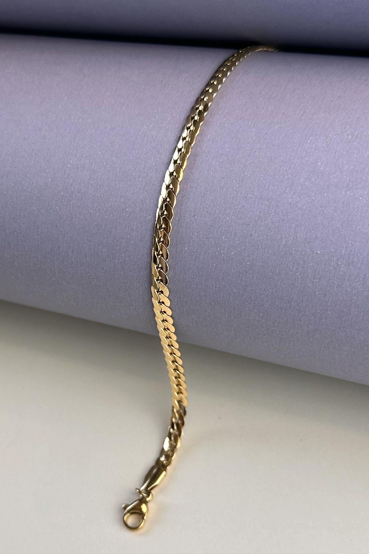 Gold Slim Yassı Zincir Basic Çelik Bileklik ABL6616