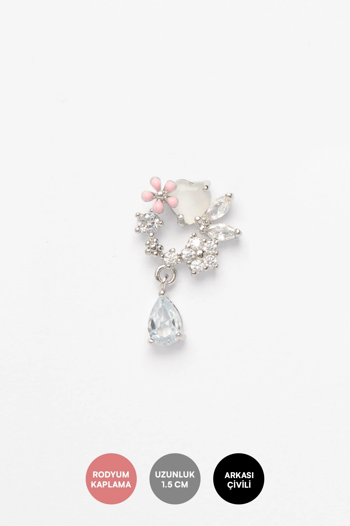 Silver Damla Taş Sallantılı Çiçek Buketi Tasarım Glory Küpe AKE9499